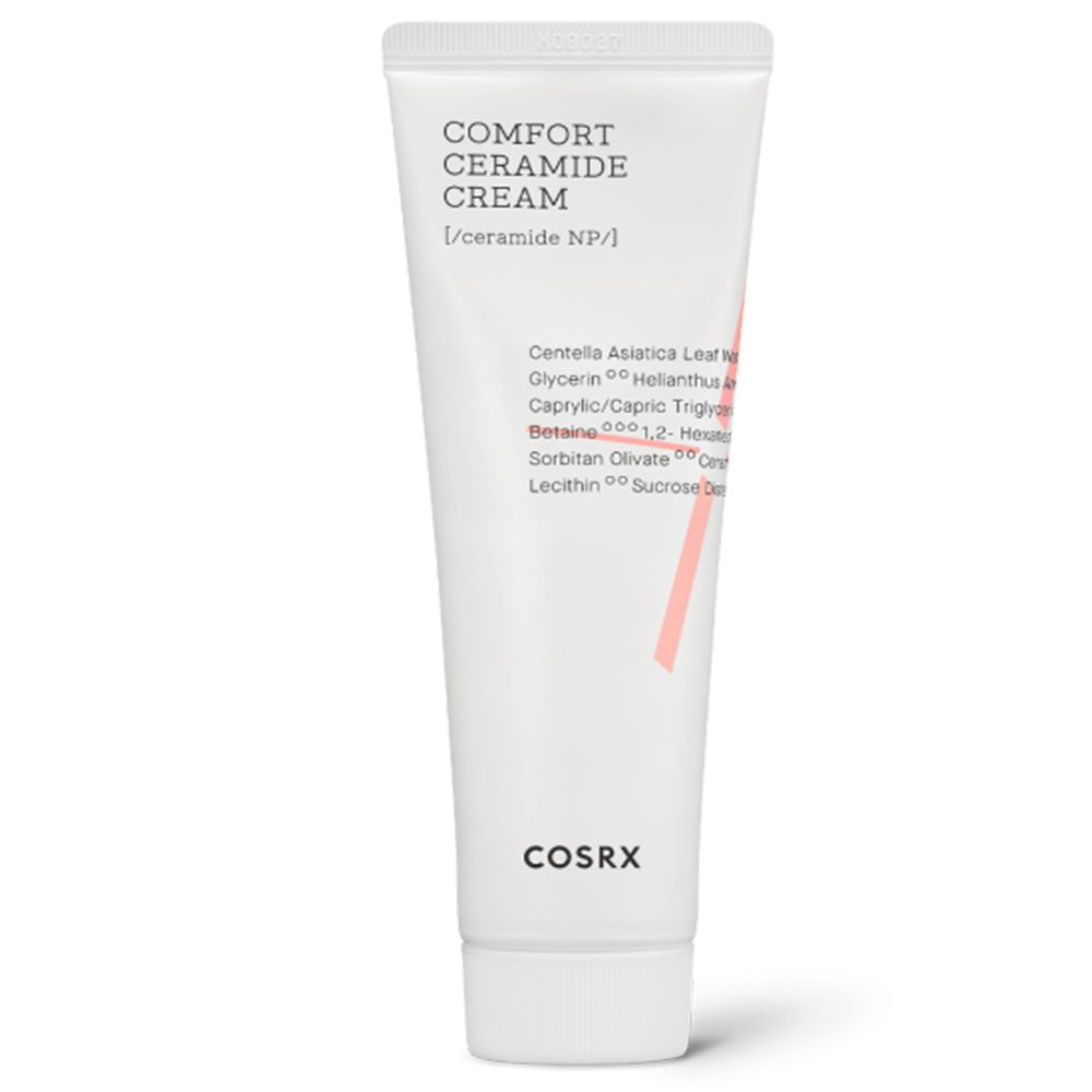 COSRX Comfort Ceramide Cream tube met ingrediëntenlijst.