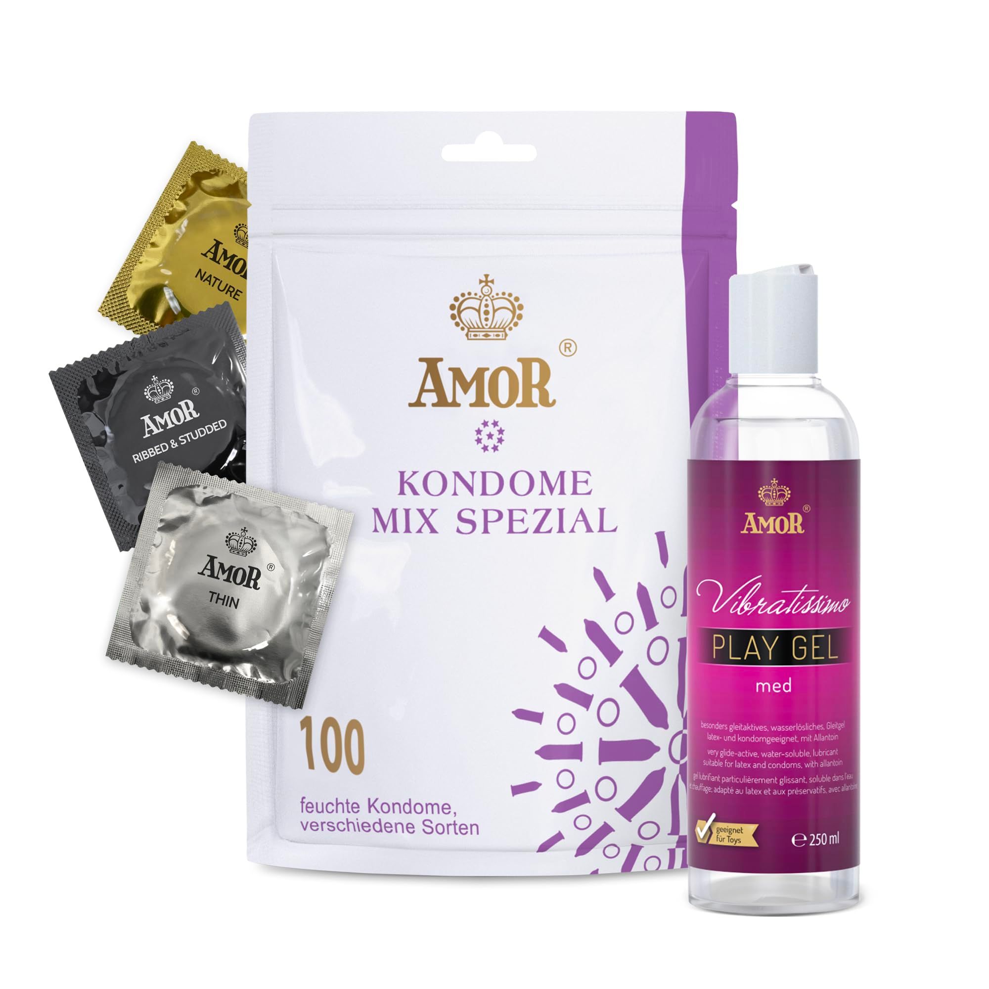 AMOR Mix Special Préservatifs + PlayGel Natural Set