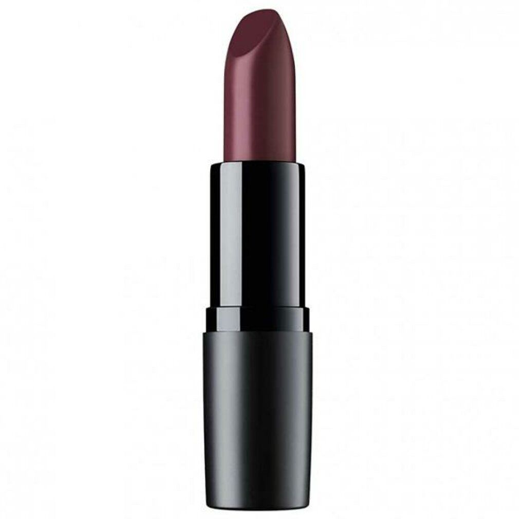 Bordeauxrode lipstick in een zwarte huls. De lipstick is gedeeltelijk uitgedraaid.