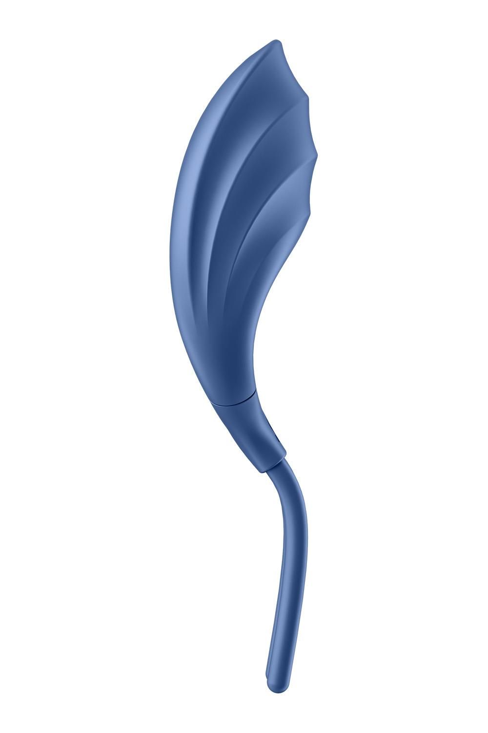 Blauwe Satisfyer Swordsman Ring Vibrator, zijaanzicht.
