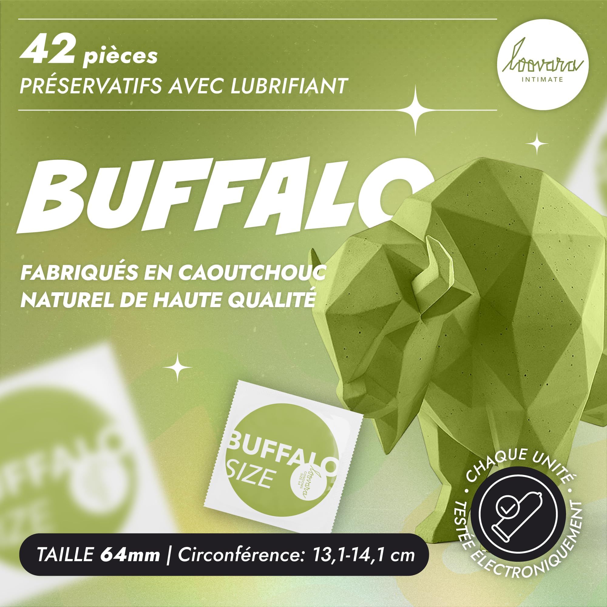Préservatif Loovara Buffalo XXL emballé individuellement.