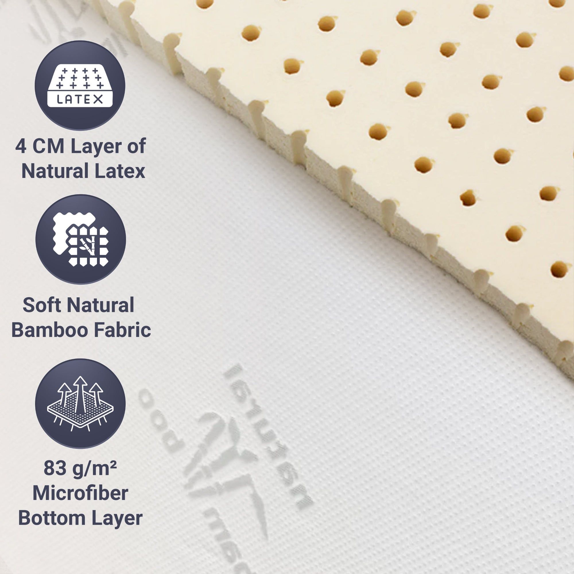 The White Stone Topper 165x195 cm van Natuurrubber, Afneembaar 5 cm