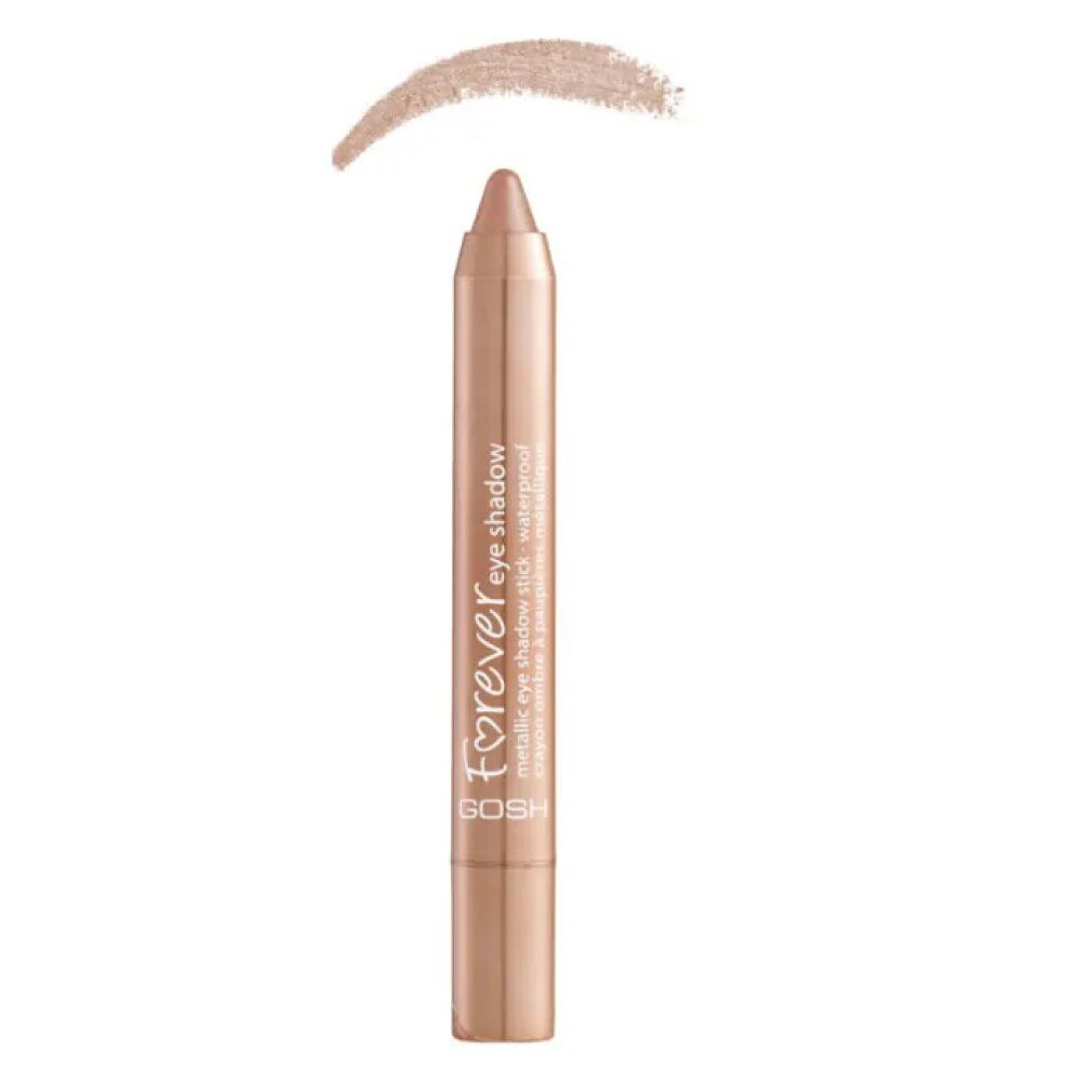 Crayon fard à paupières Gosh Forever Metallic 03 Light Copper. Crayon avec échantillon de couleur. Nom et marque.