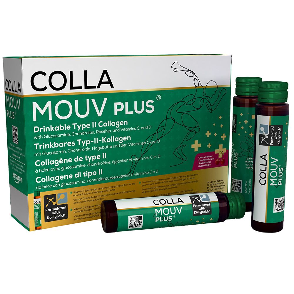 Boîte et flacons de BHW Collamouv Plus Collagène Glucosamine Chondroïtine.