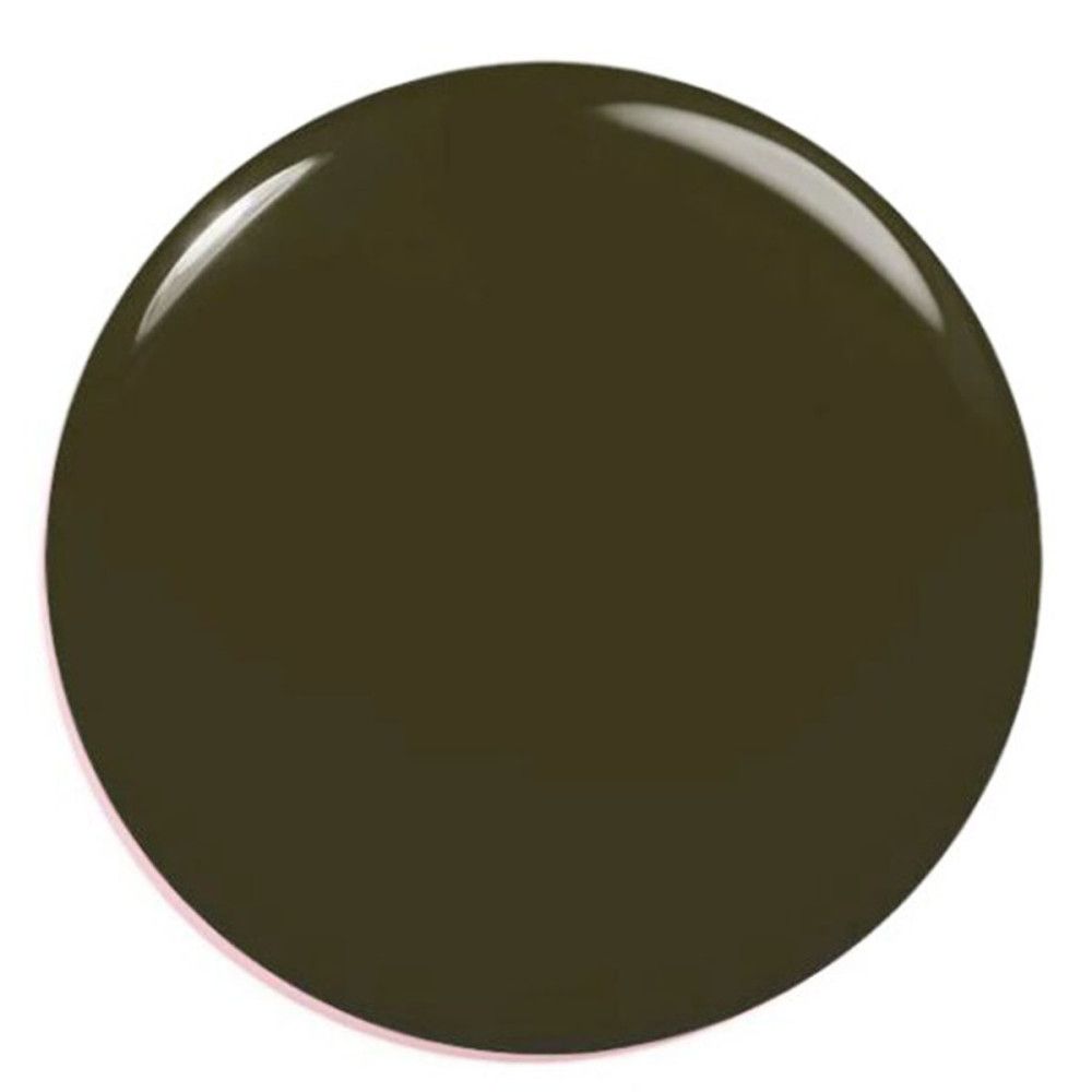 Cirkelvormige vlek in olijfgroen. Glanzend oppervlak.