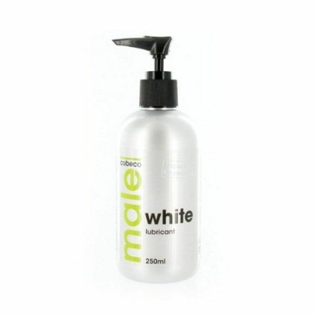 Lubrifiant Cobeco Male White dans une bouteille argentée avec pompe, 250ml.