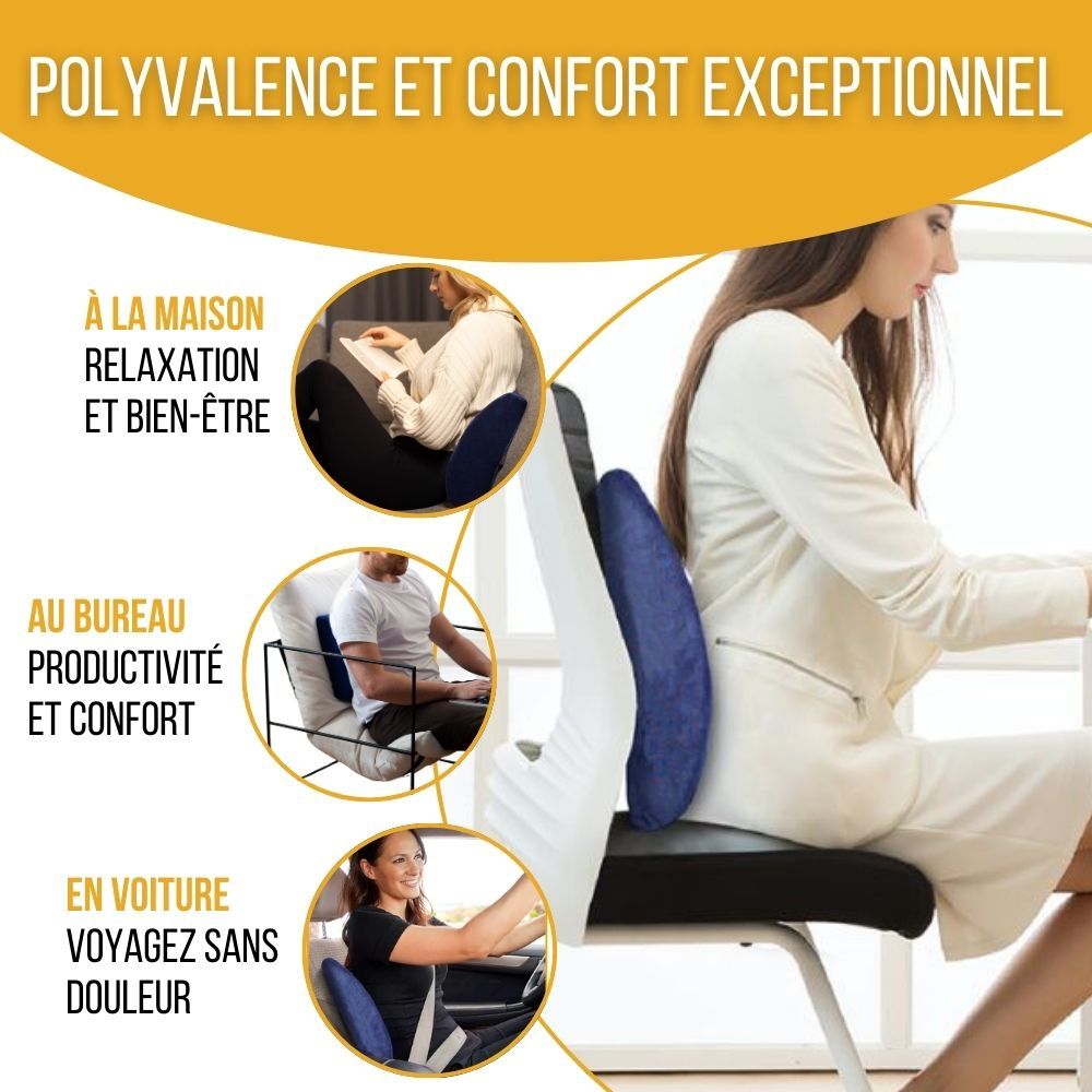 INPHYSIO Coussin lombaire avec sangle de fixation, soutien doux