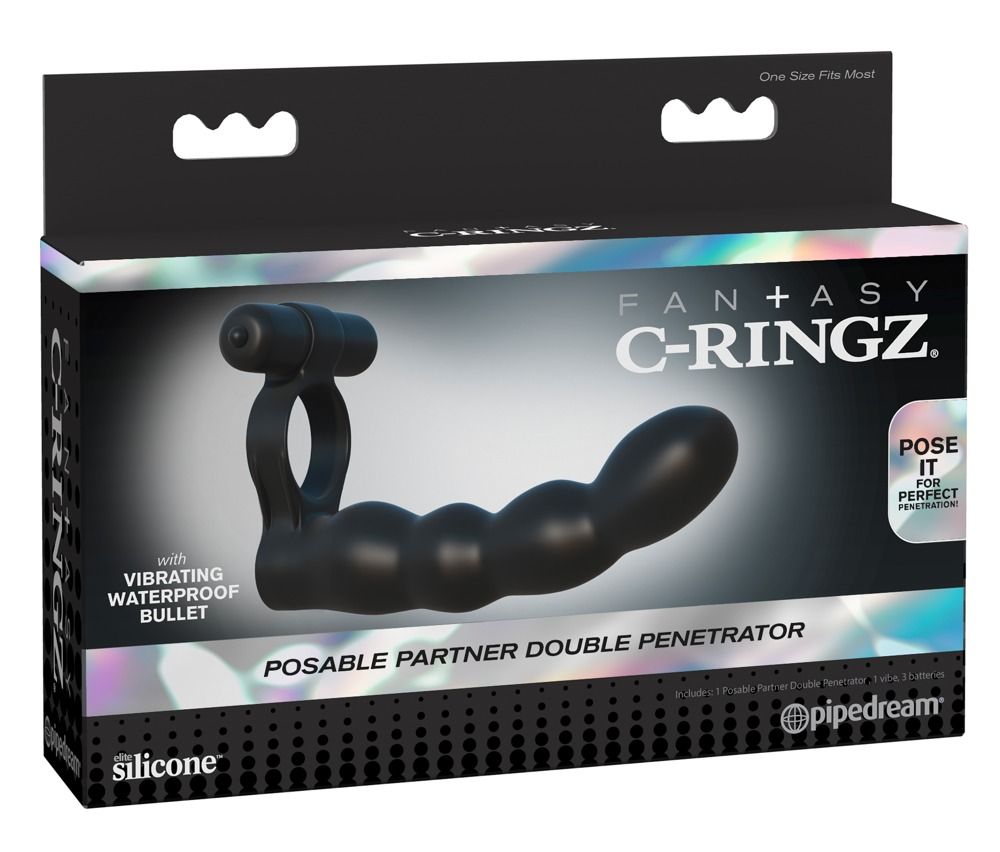Verpakking voor Fantasy C-Ringz, Posable Partner Double Penetrator, met productafbeelding.