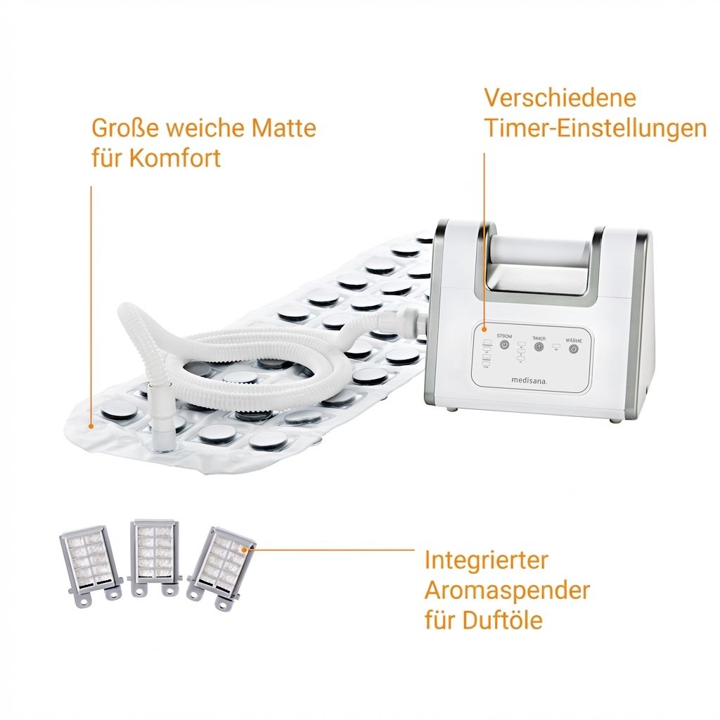 Bubbelbadset: mat, apparaat, slang, 3 filters en beschrijving aromadiffuser.