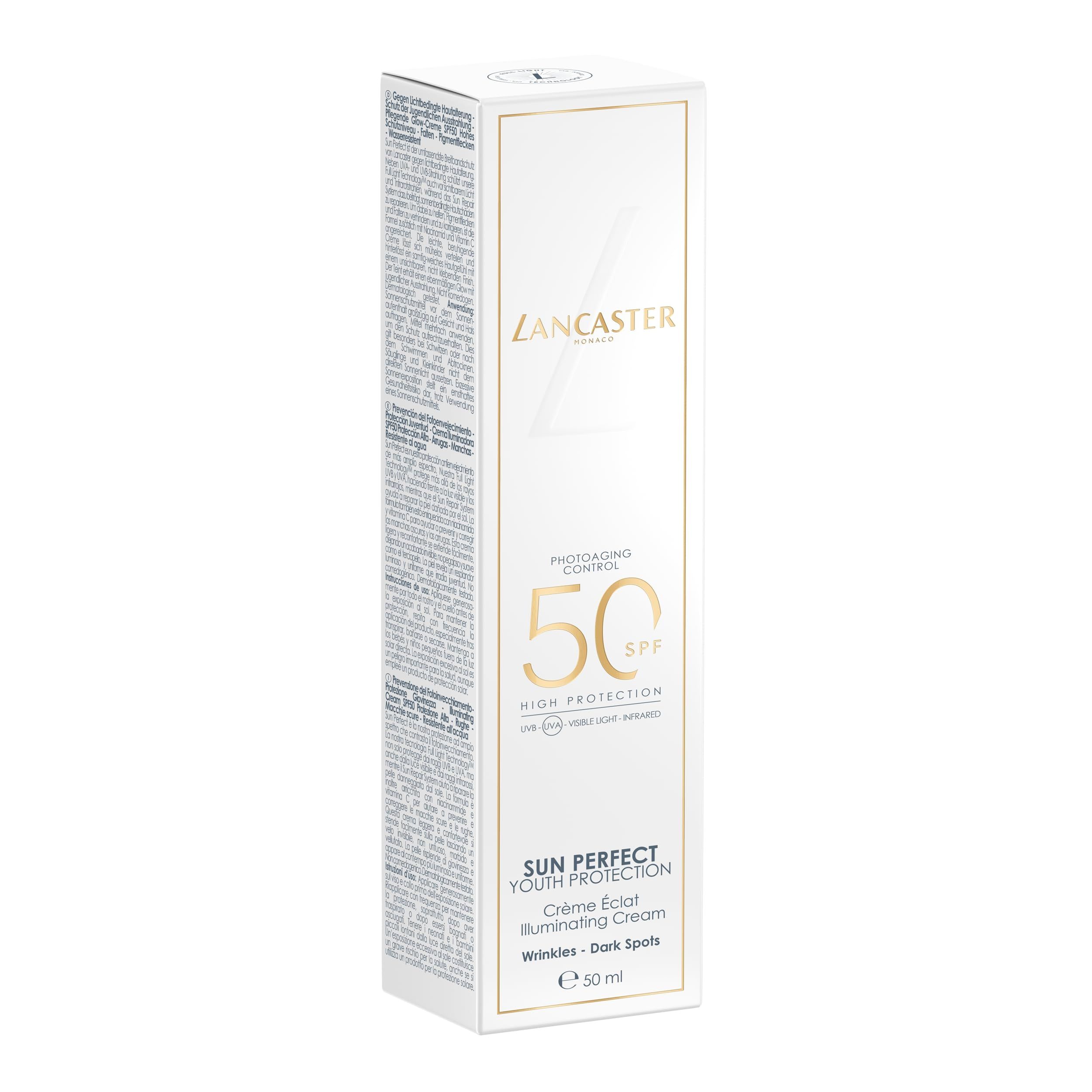 Lancaster Sun Perfect productlijn met Vitamine C & Anti-Aging Peptide.