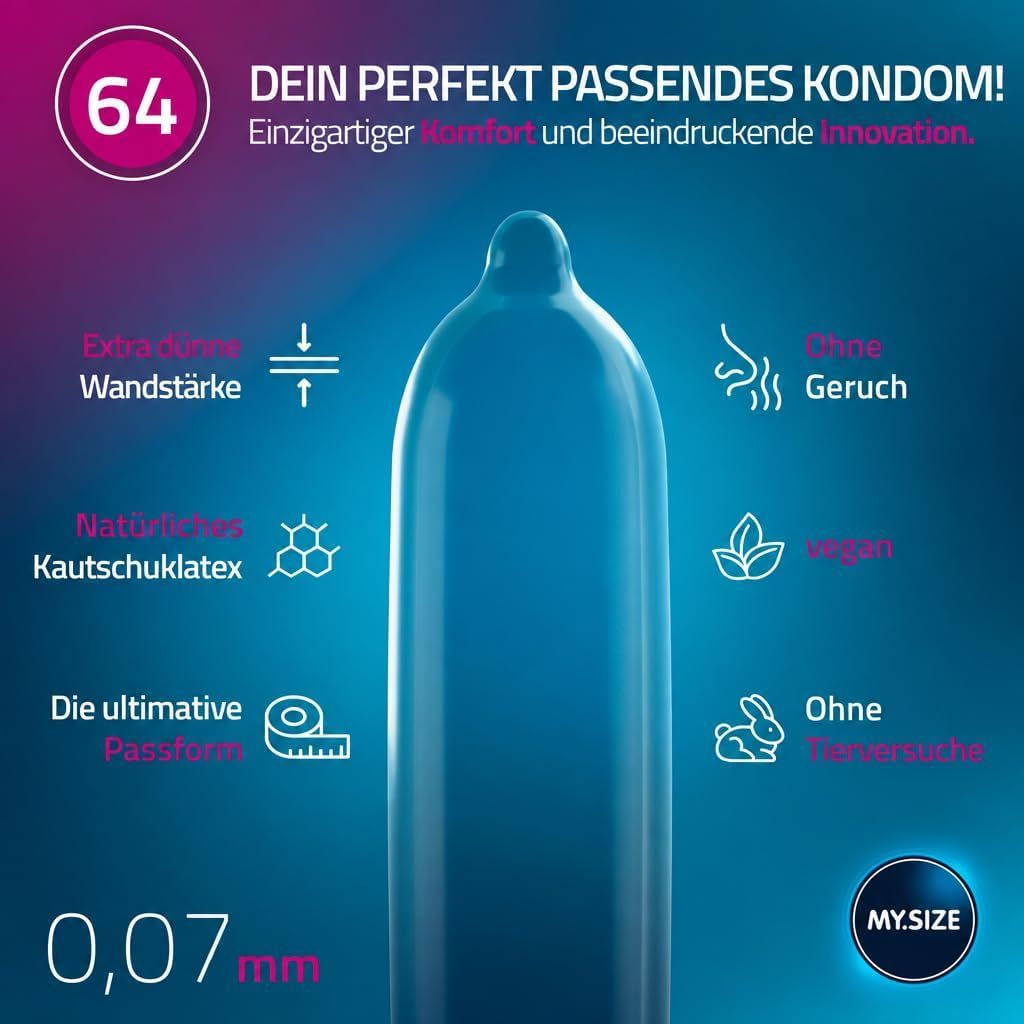 Blauw condoom, 0,07mm wanddikte, van natuurrubberlatex, vegan, geurloos.