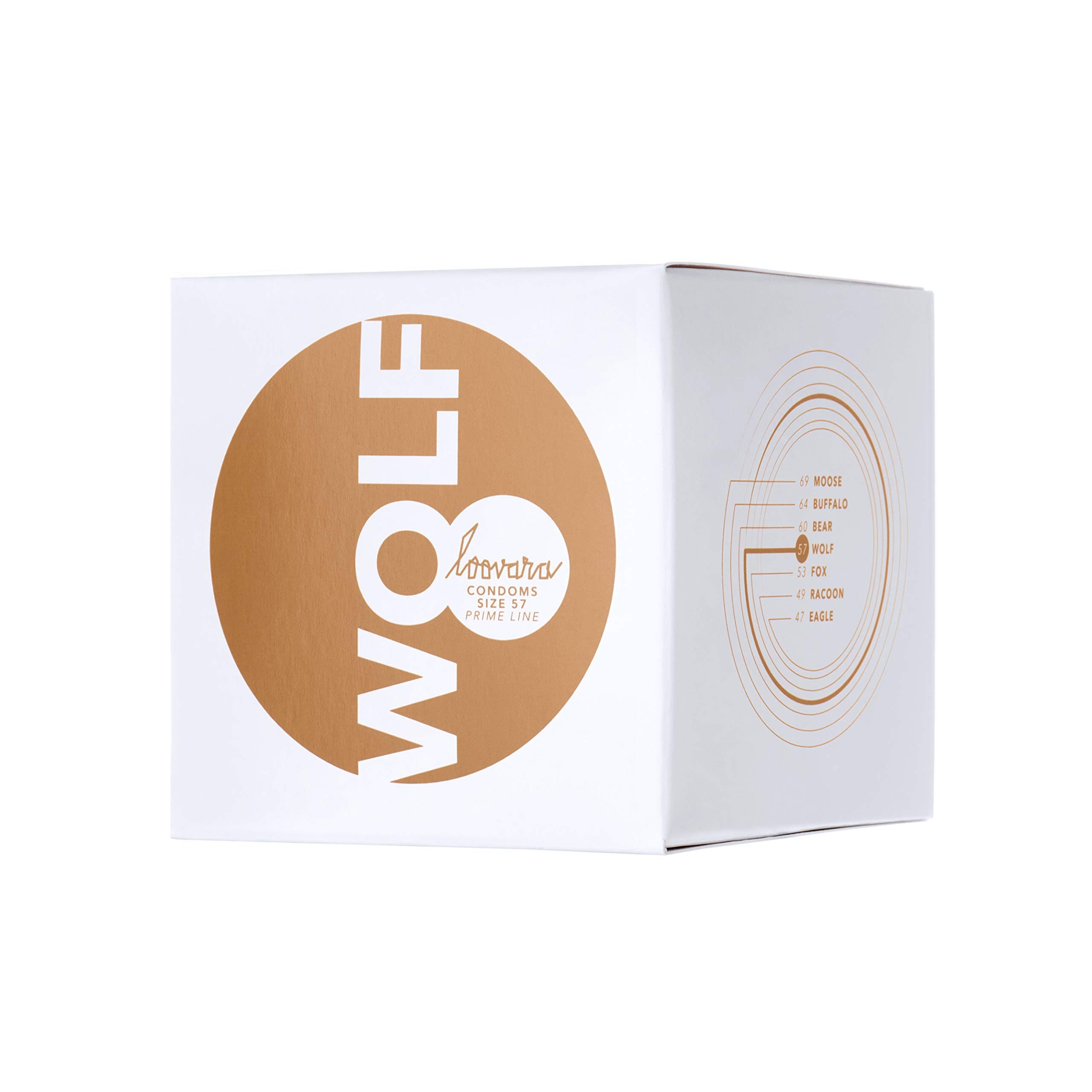 Loovara Condoms Wolf maat 57mm, 12 stuks, met glijmiddel.