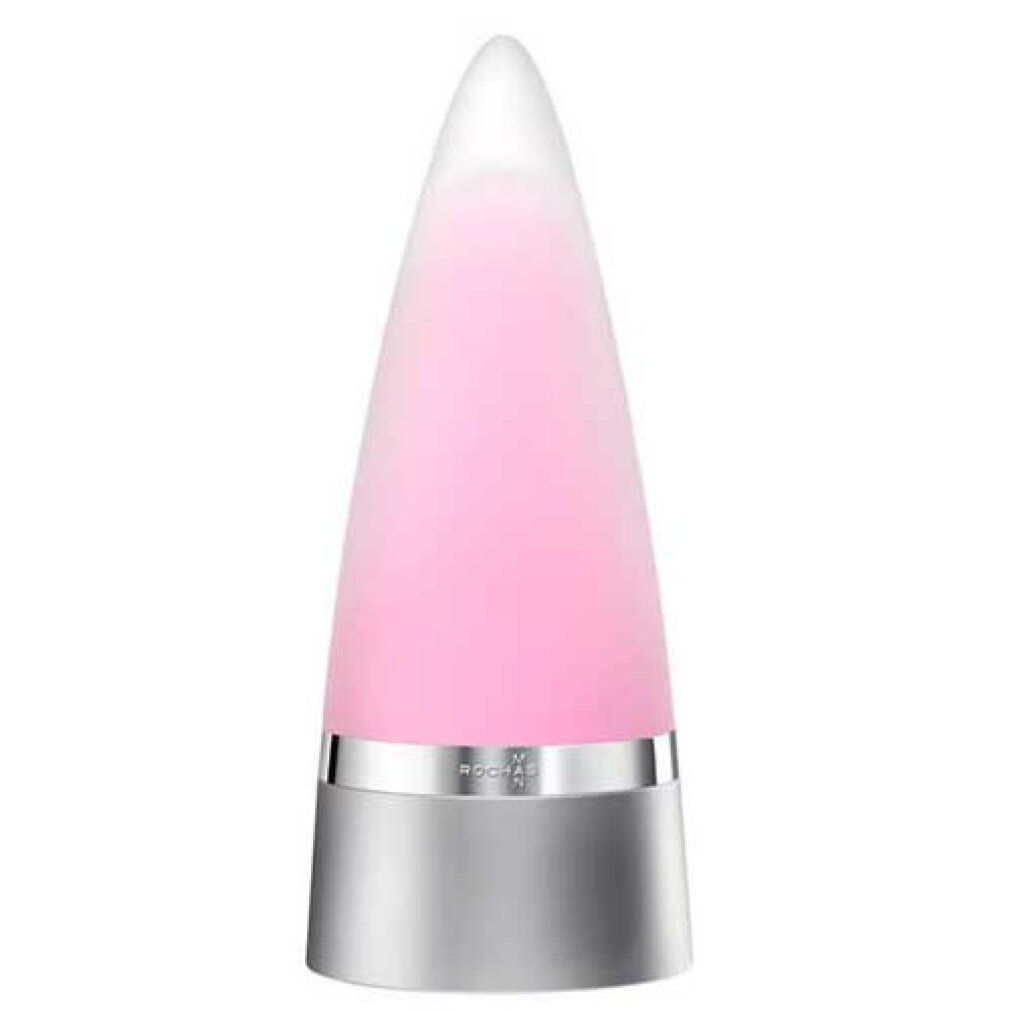 Rochas Man Intense Eau de Parfum Spray. Flacon rose en forme de cône avec base argentée. Logo et texte sur la base.