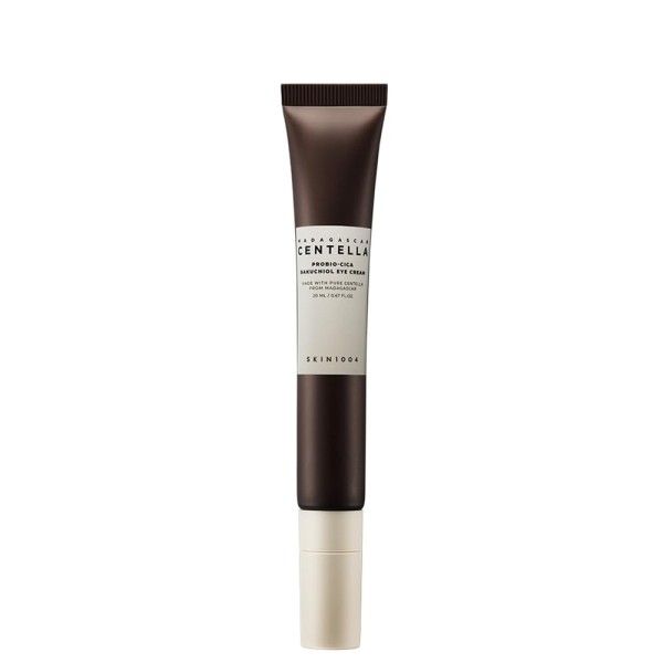 Tube brun foncé avec embout blanc, SKIN1004 Centella Probio-Cica Bakuchiol Eye Cream.