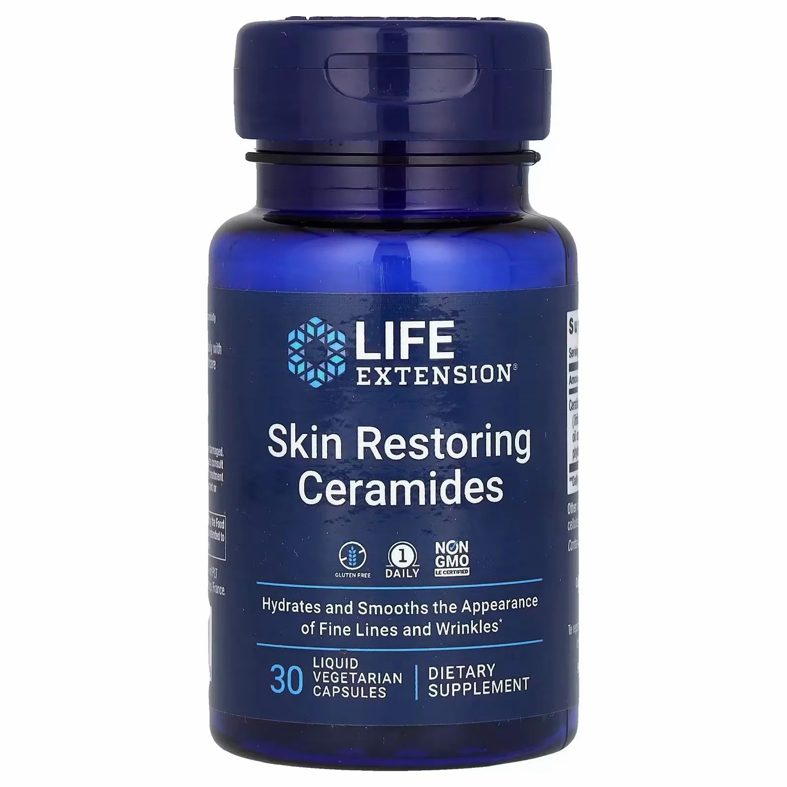 Life Extension Céramides Restaurateurs pour la Peau, 30 capsules végétariennes liquides.