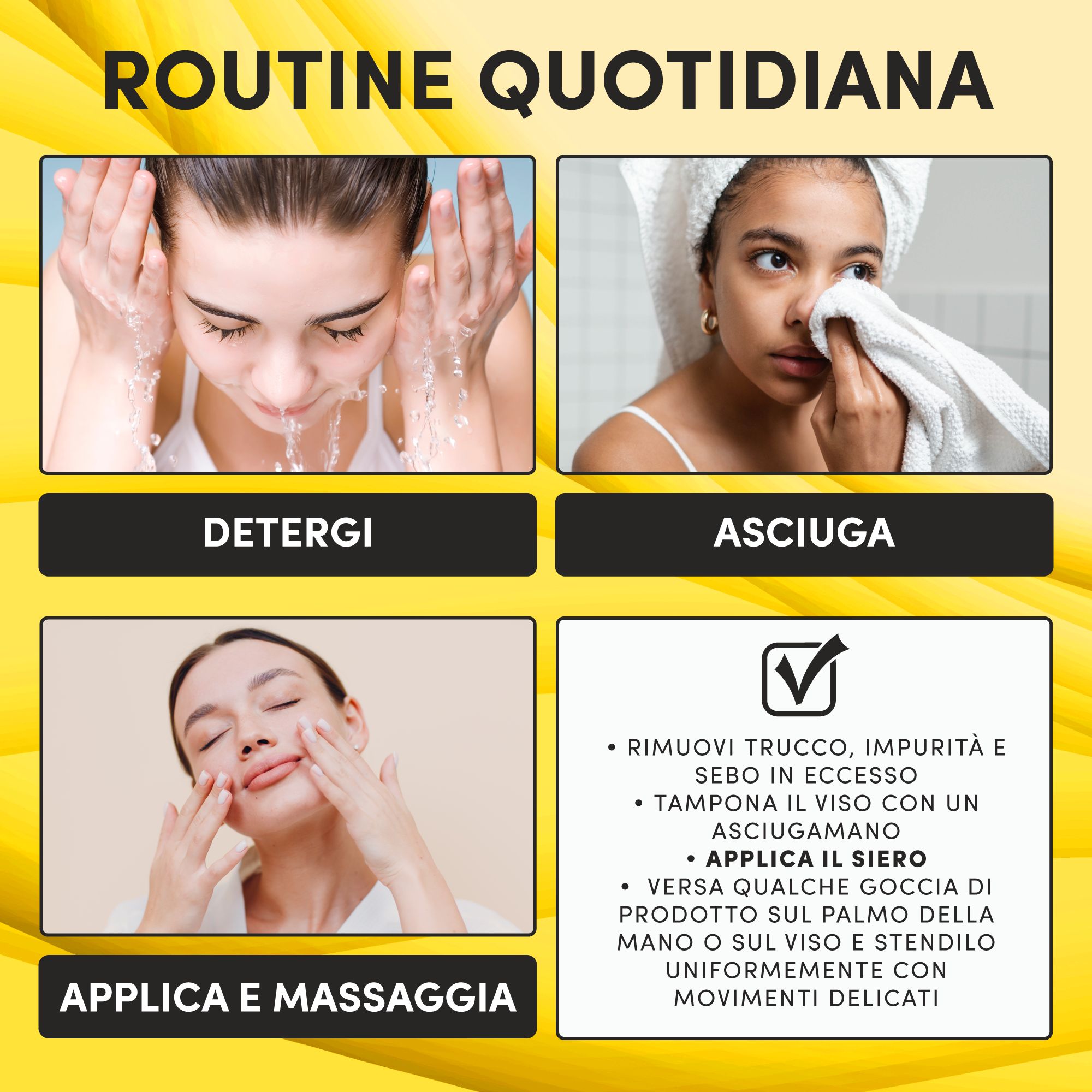 Gebruiksstappen: Reinigen, drogen, aanbrengen en masseren. Fitoattivi Snail Serum 98%.