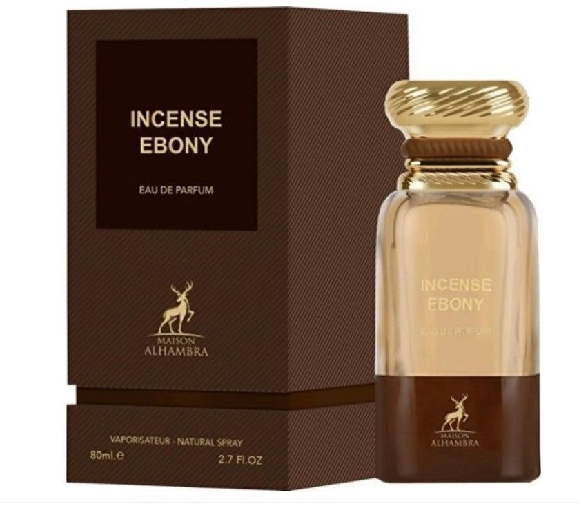 Flacon et boîte Maison Alhambra Incense Ebony Eau de Parfum, 80ml.