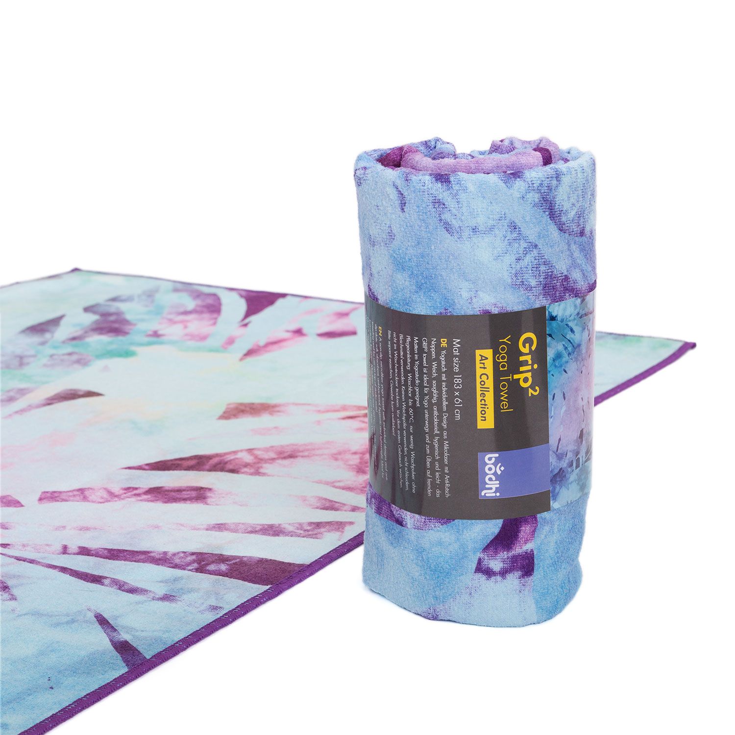 bodhi GRIP² Yoga Towel Art Collection, Arctic Leaves, blue-batik