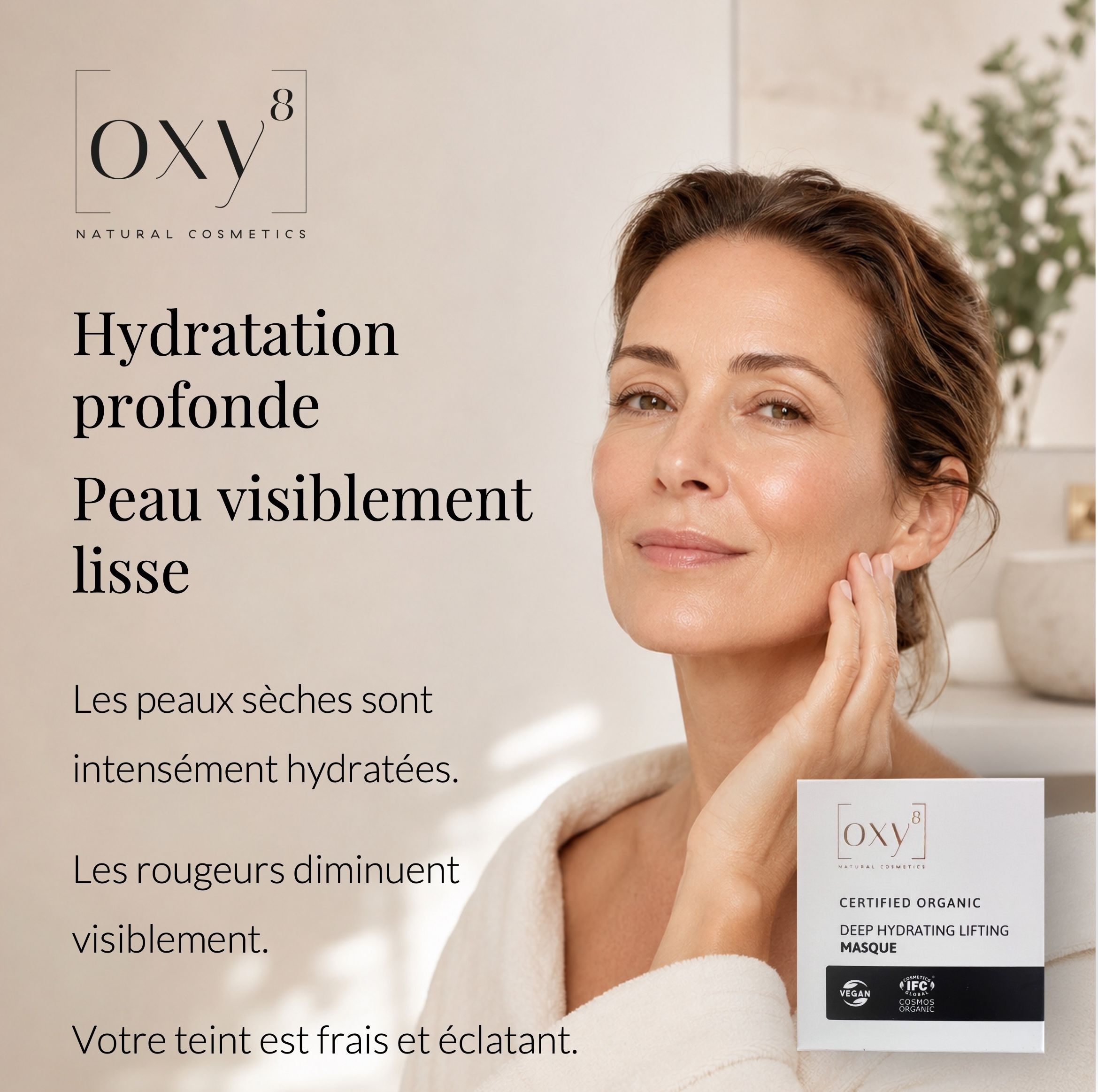 OXY8 Natural Cosmetics DEEP HYDRATING LIFTING MASQUE – masque hydratant peau sèche & effet lifting
