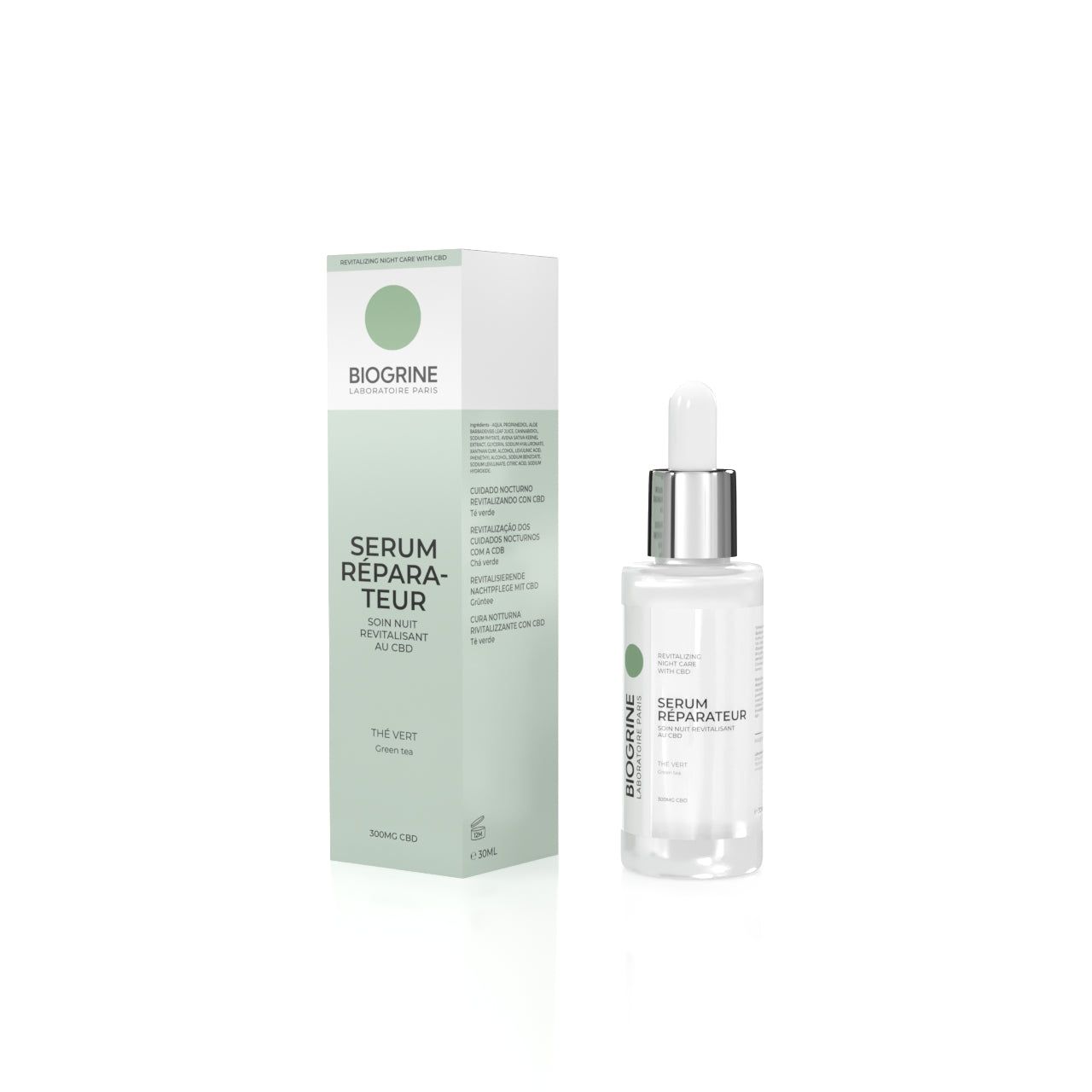 BIOGRINE Sérum Réparateur – Soin de nuit revitalisant au CBD et thé vert régénérant