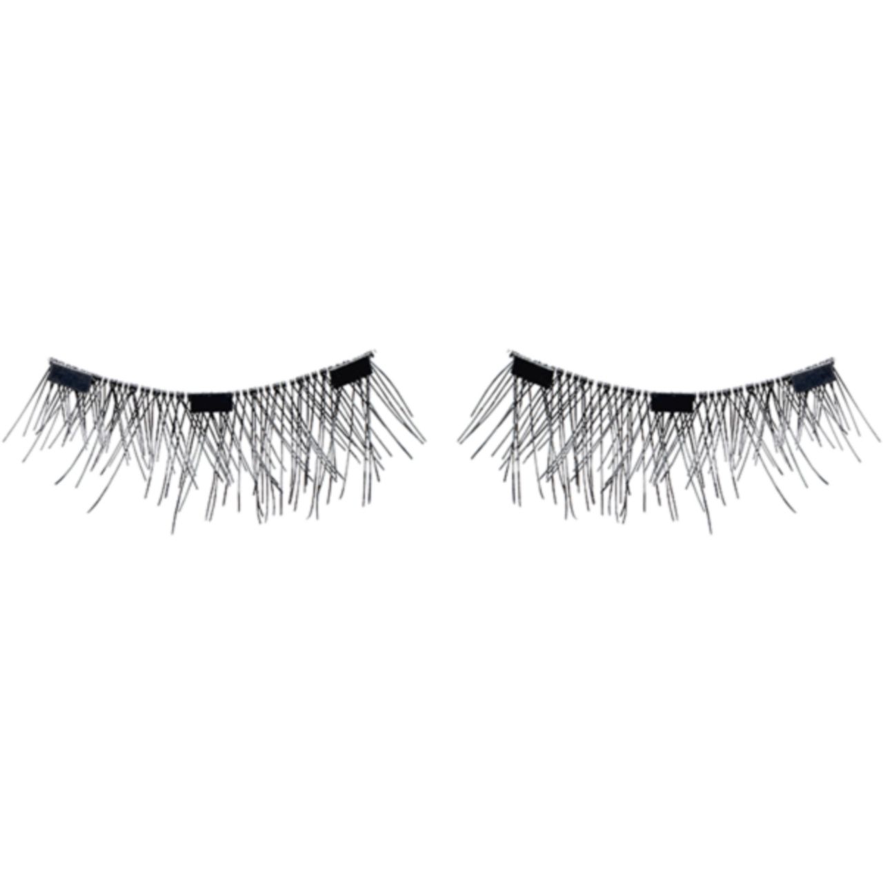 Deux cils magnétiques. Faux cils noirs avec de petits aimants à la base. Sur fond blanc.