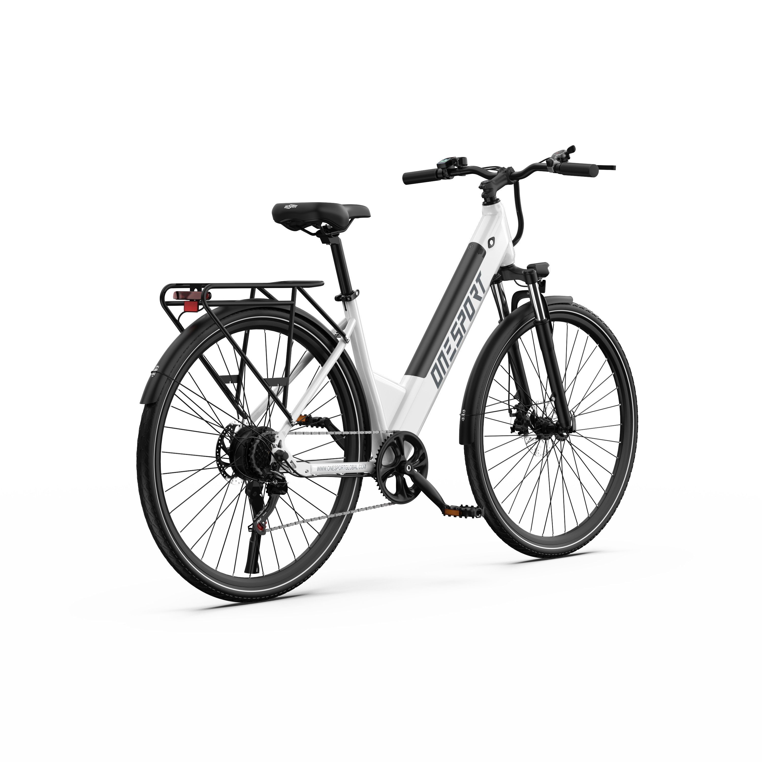 ONESPORT OT12 Vélo électrique urbain 27,5", batterie 36 V 13 Ah, compatible avec une application