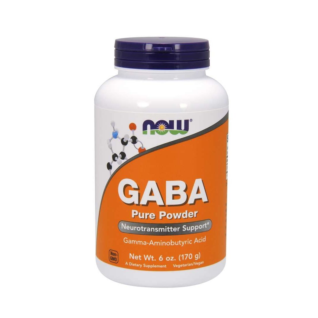 Récipient de poudre GABA Pure de Now Foods, 170 g.