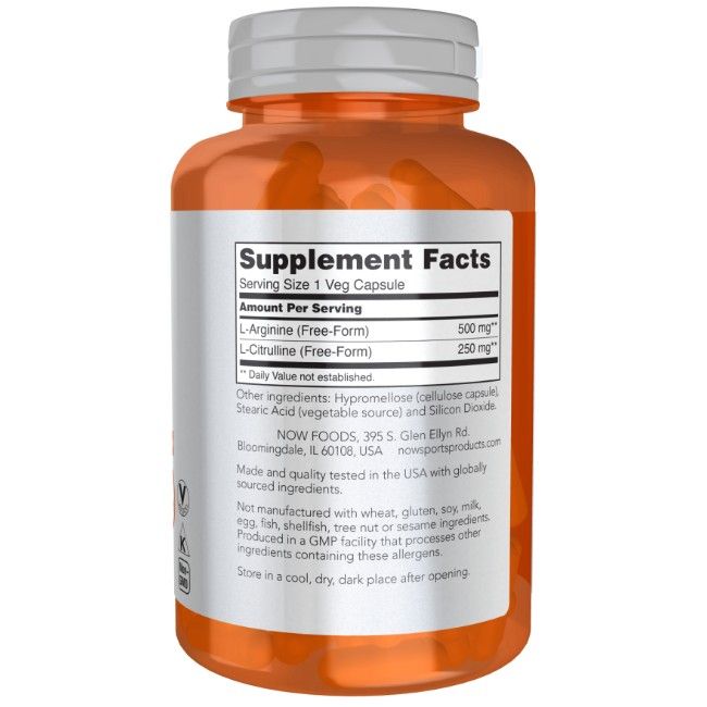 Now Foods Arginine en citrulline 500 mg / 250 mg