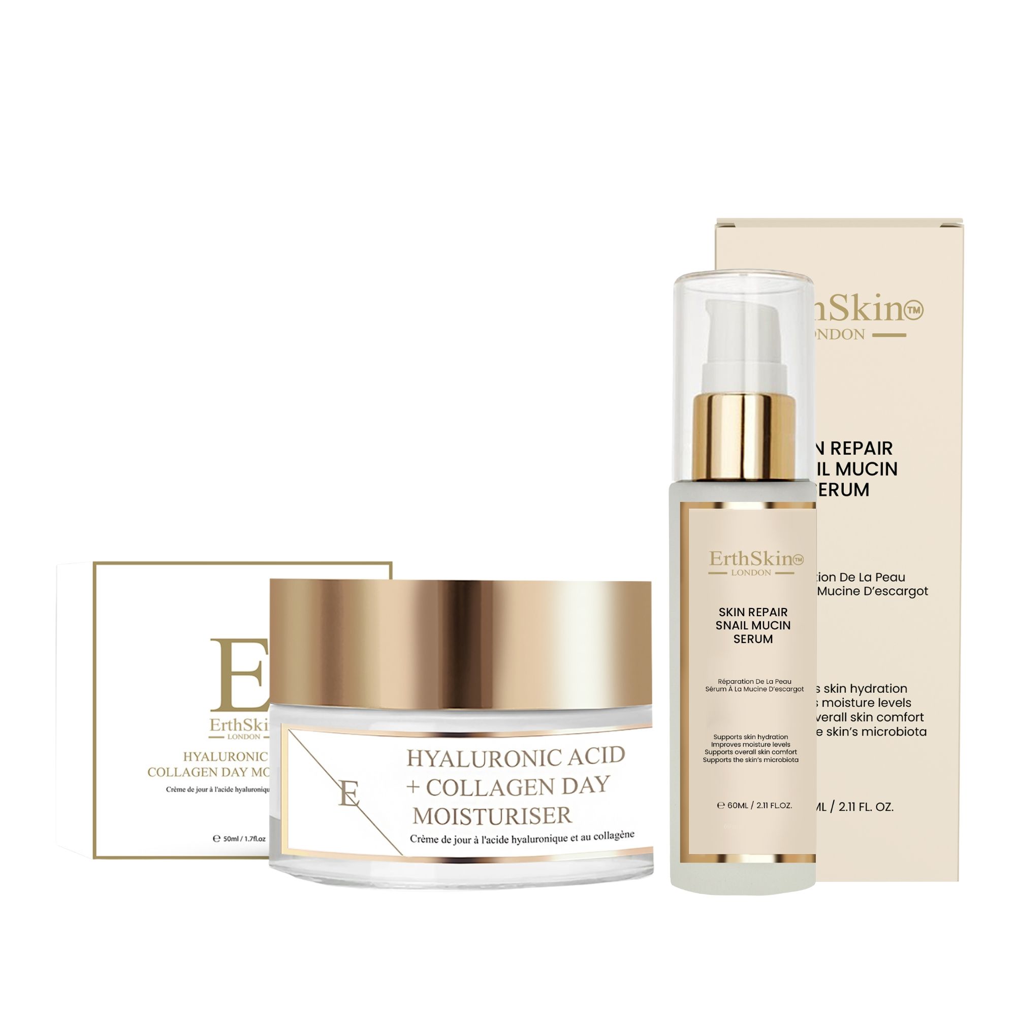 ErthSkin London Huidherstellend slakkenserum + collageen dagcrème