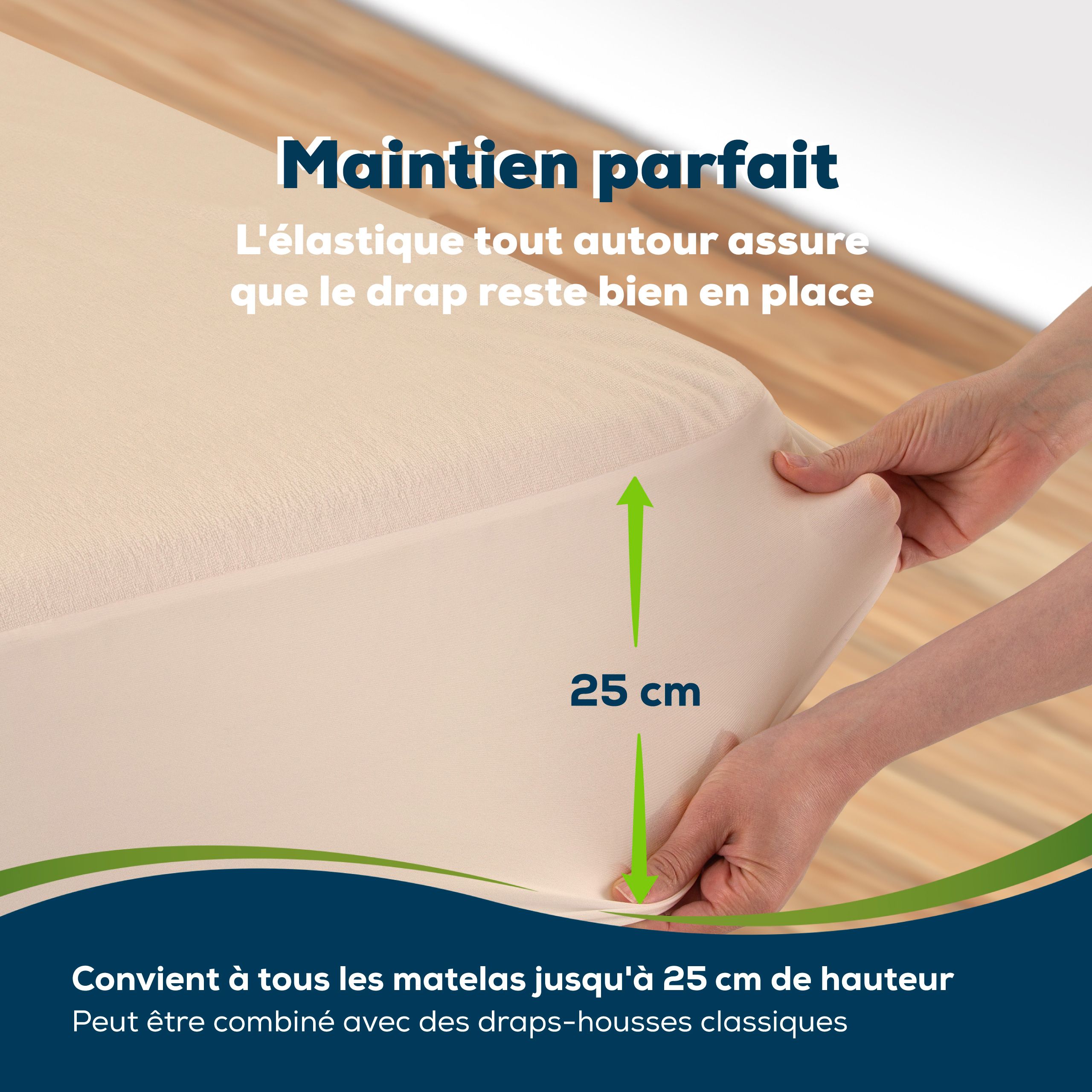 Sensalou drap-housse 100 x 200 en beige