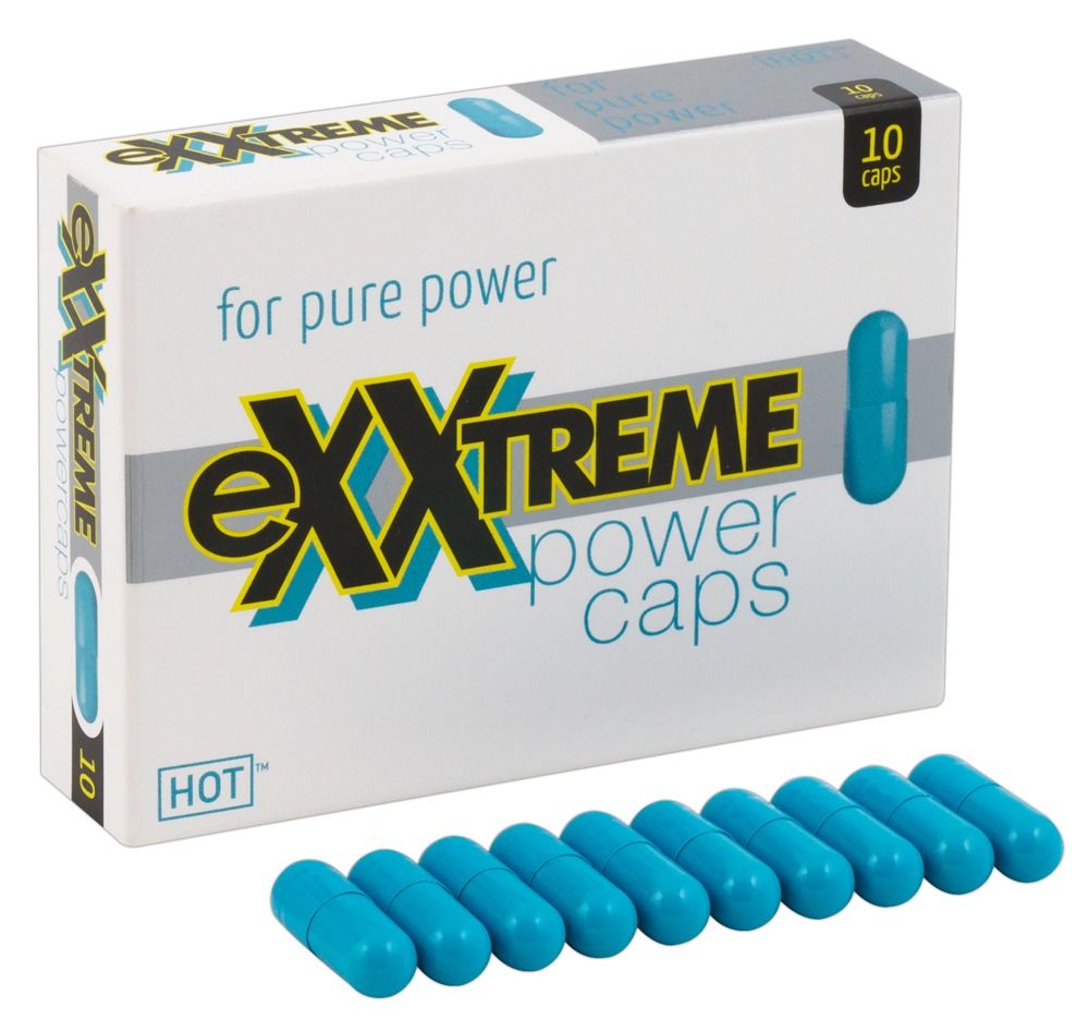 Doosje met zijdelingse opschrift 'eXXtreme power caps', eXXtreme Power Caps.