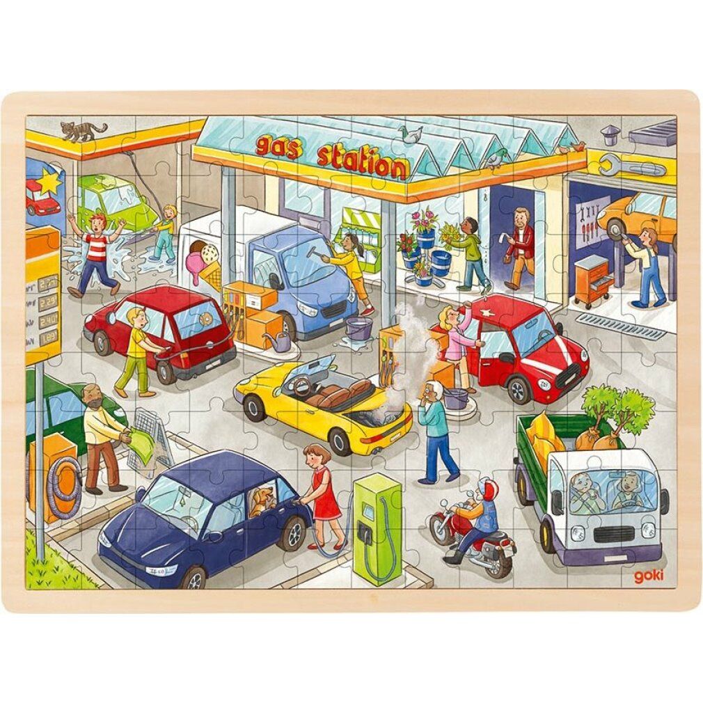 goki houten puzzel tankstation 96 delen