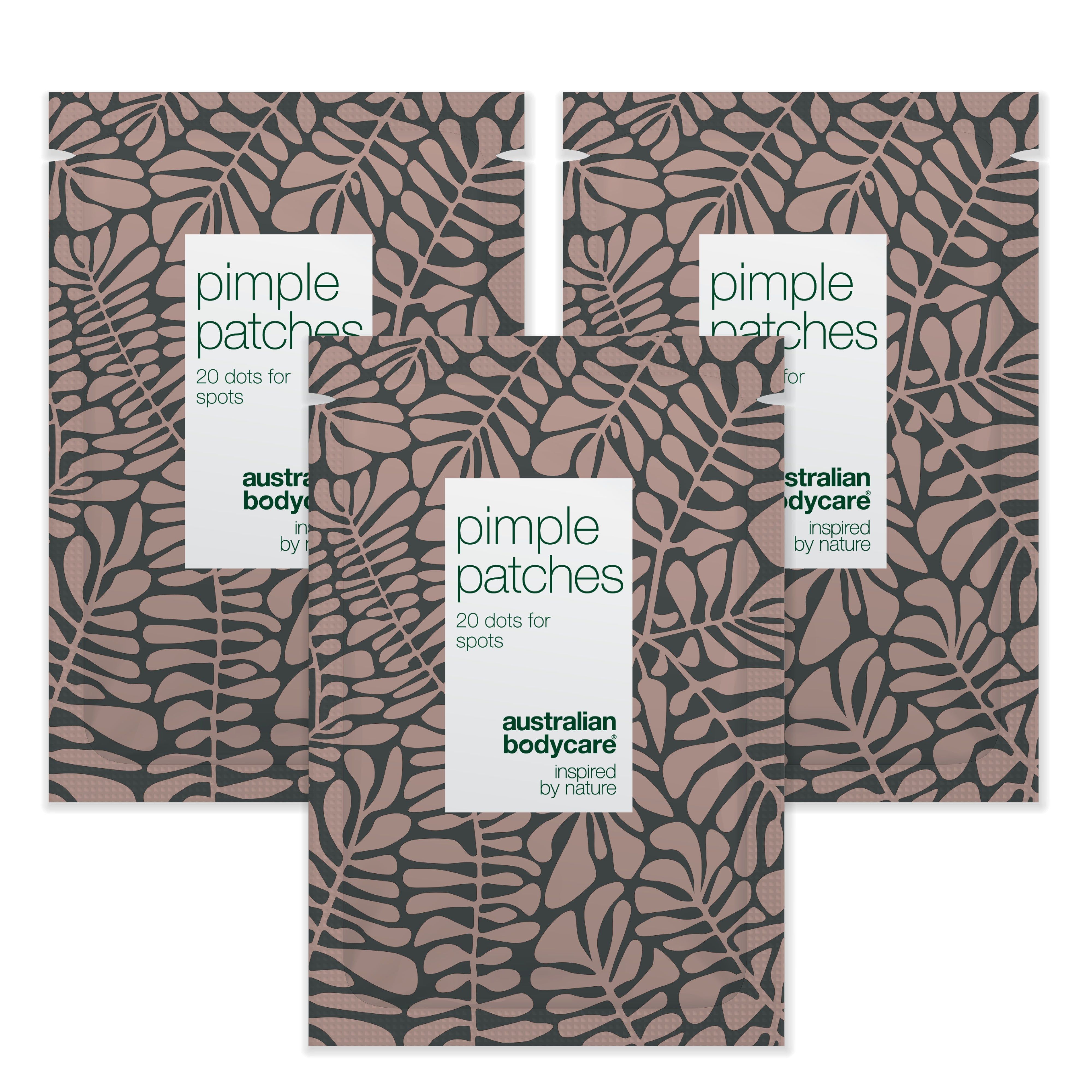 Meerdere verpakkingen Pimple Patches. Bladmotief en productinformatie.