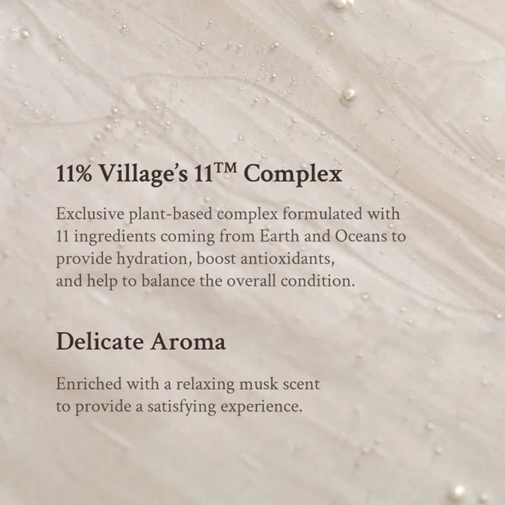 Tekst over een complex met 11 ingrediënten. Beschrijft hydratatie, antioxidanten en balans.