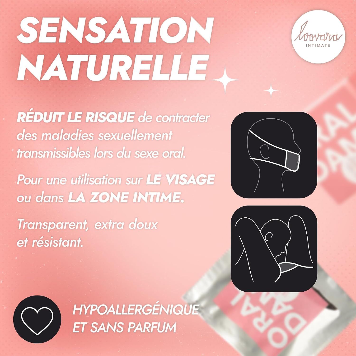 Loovara Lingettes buccales 18 pièces sans latex - Lot économique 6x3 - Oral Dams Latex Free - Linge
