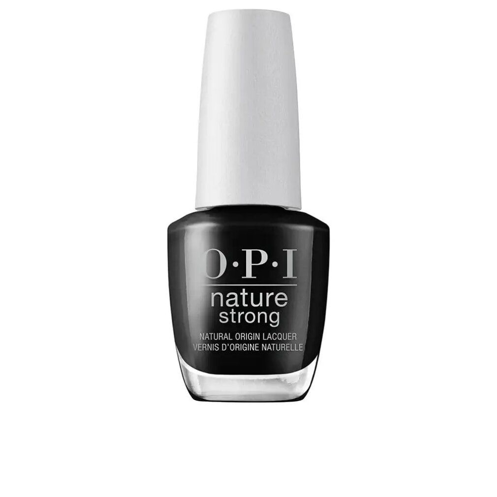 OPI Nature Strong nagellak. Zwarte fles met witte dop. Opschrift: Nature Strong, Natural Origin Lacquer.