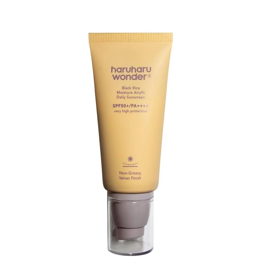 Tube de crème solaire HaruHaru Wonder avec pompe, SPF50+.