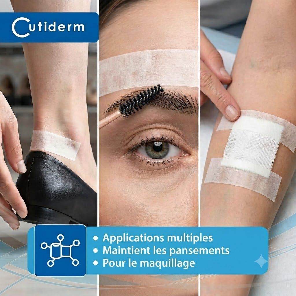 Bande adhésive Cutiderm pour fixer les pansements et pour le maquillage.