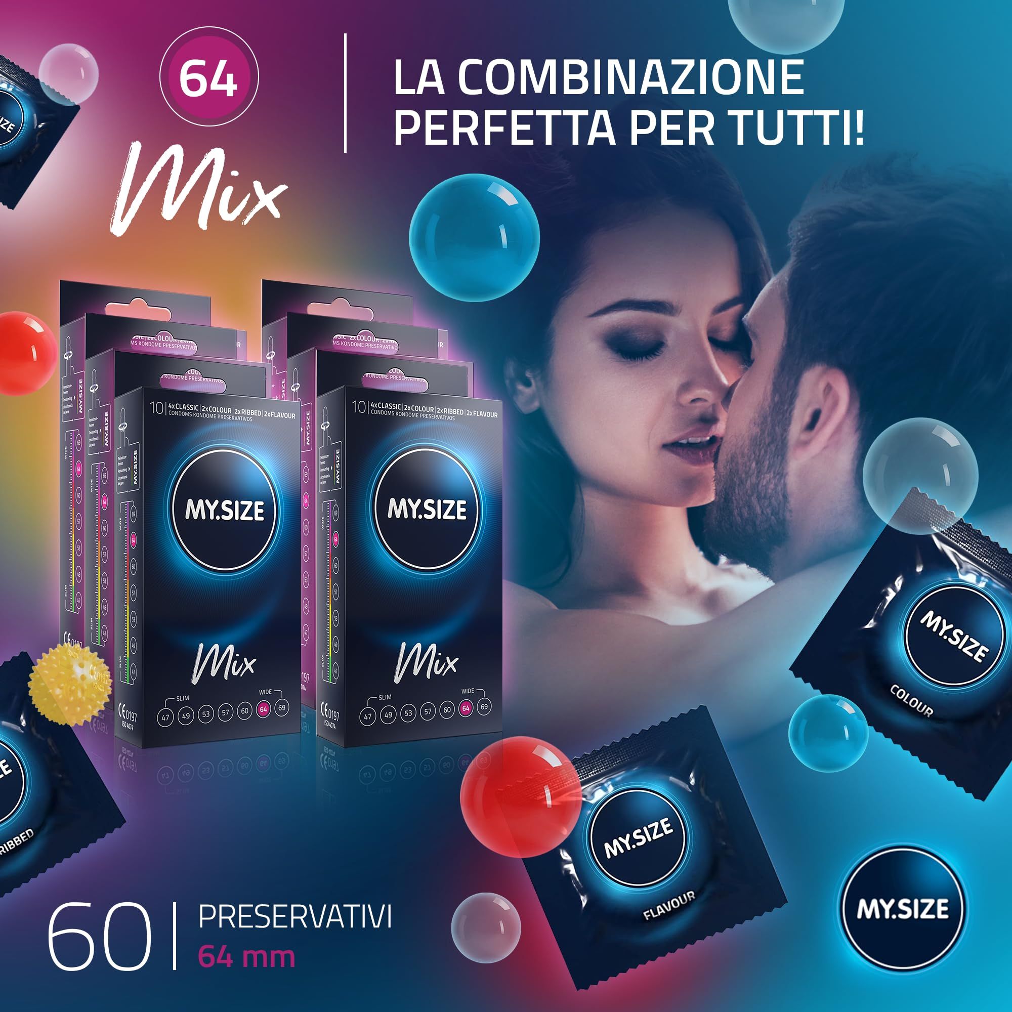 MY.SIZE Mix Préservatif Set Taille 6 64mm