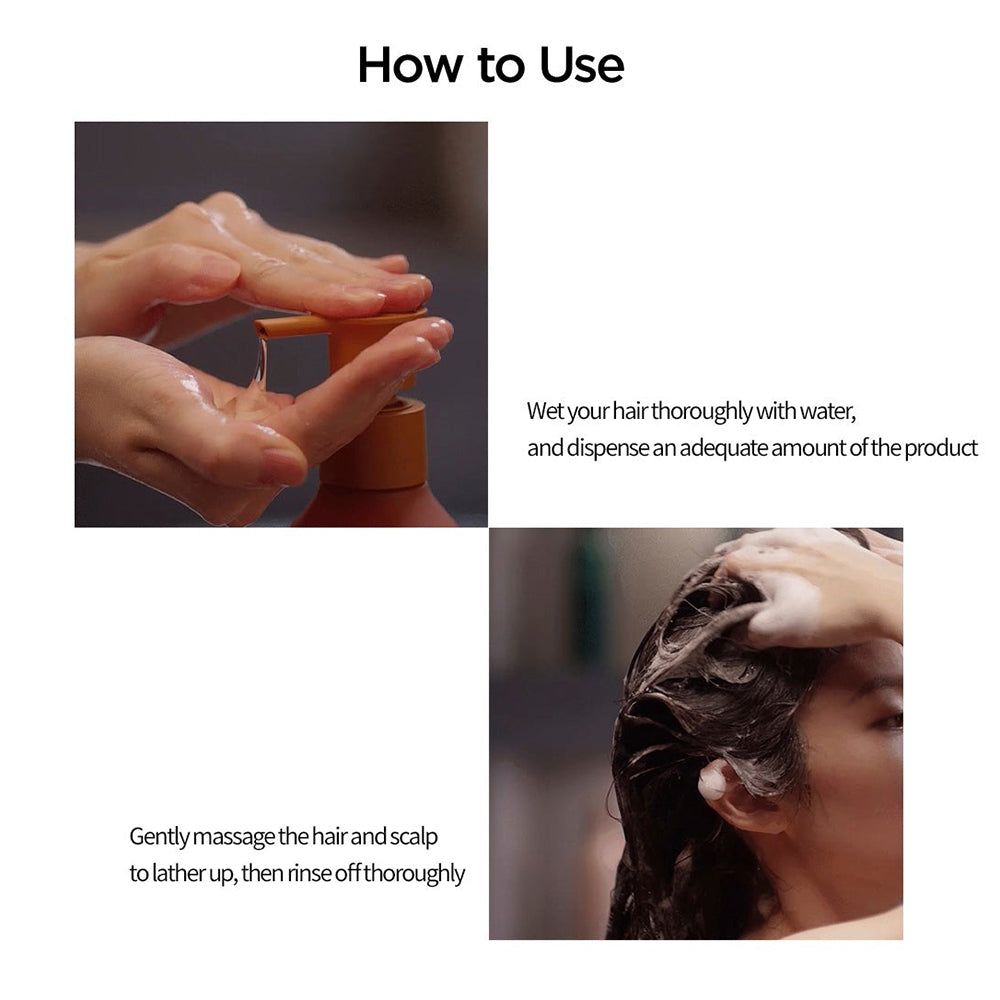 Utilisation de AYUNCHE Enrich Bonding Shampoo : presser et masser.