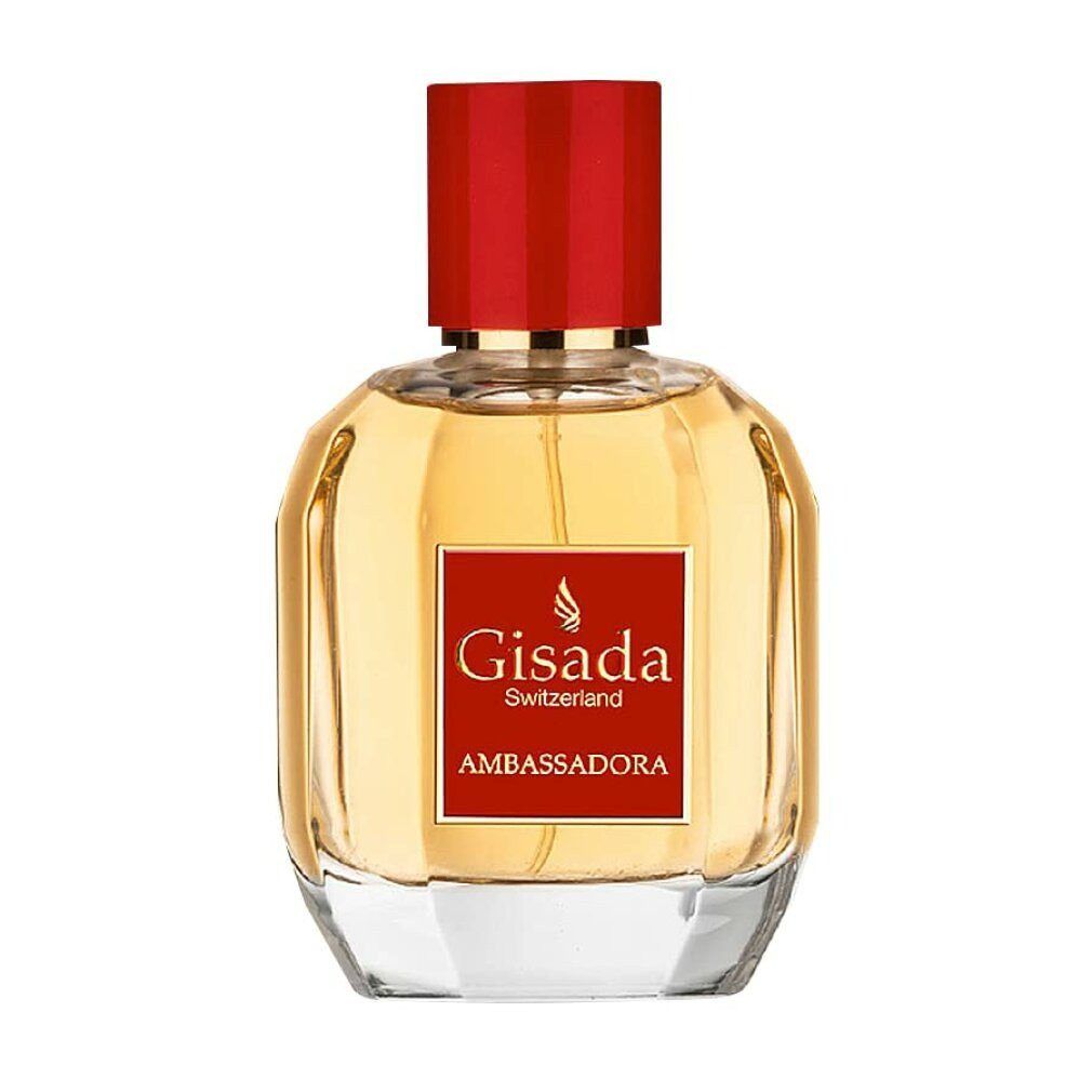 Gisada Ambassadora Eau de Parfum fles met rode dop en rood etiket.