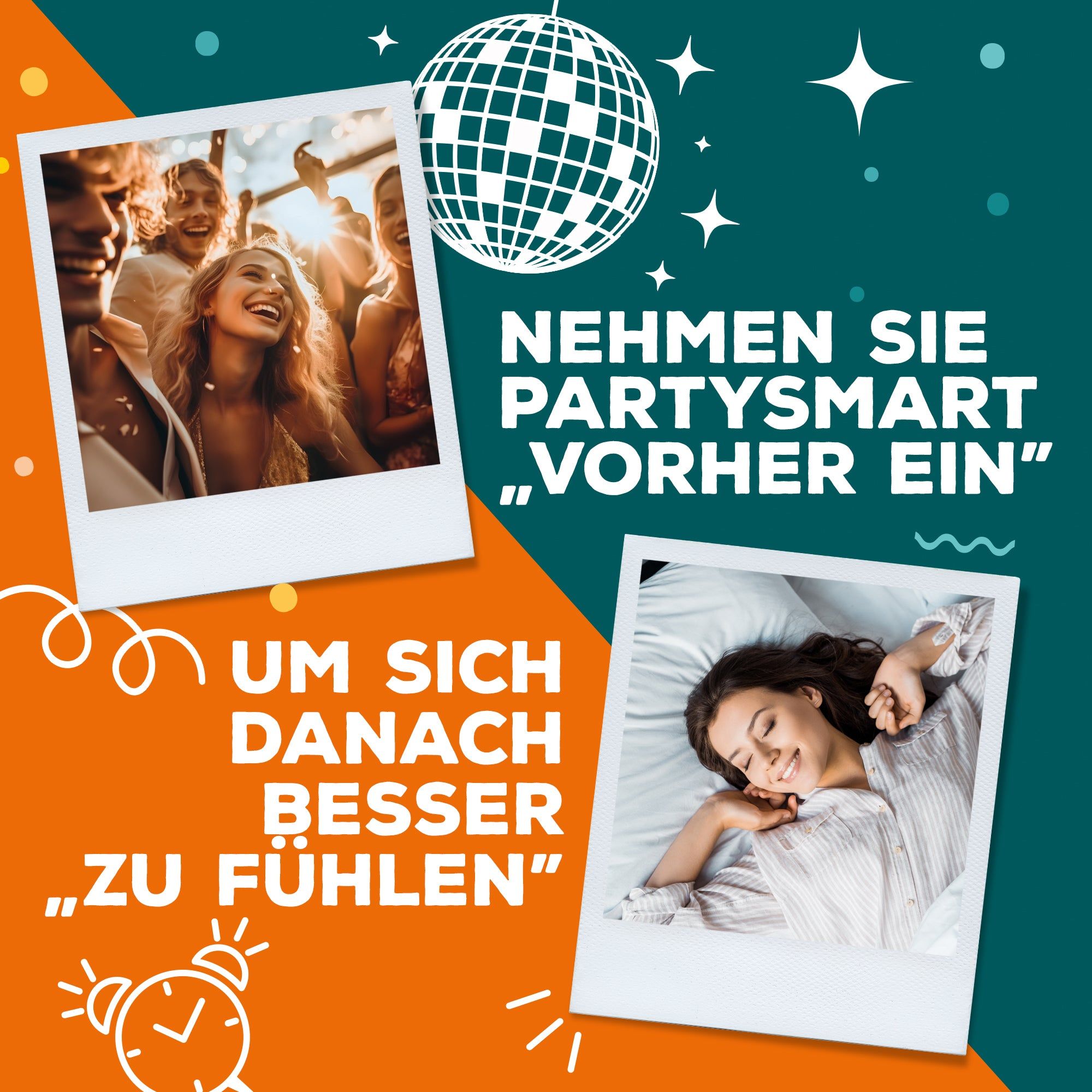 Groep lachende jonge mensen op een feest.