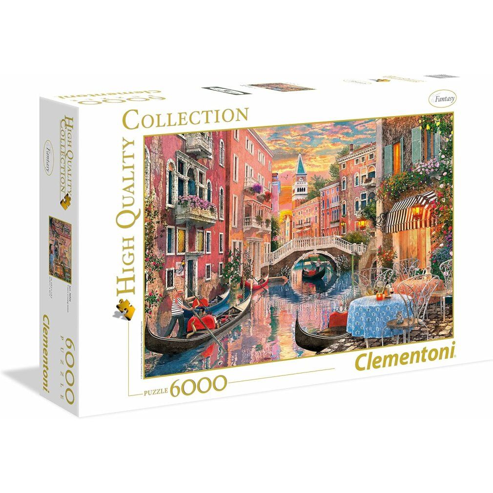 Clementoni puzzeldoos, 6000 stukjes, Collection. Afbeelding van Venetië: gondels, brug, gebouwen. Tekst: High Quality.