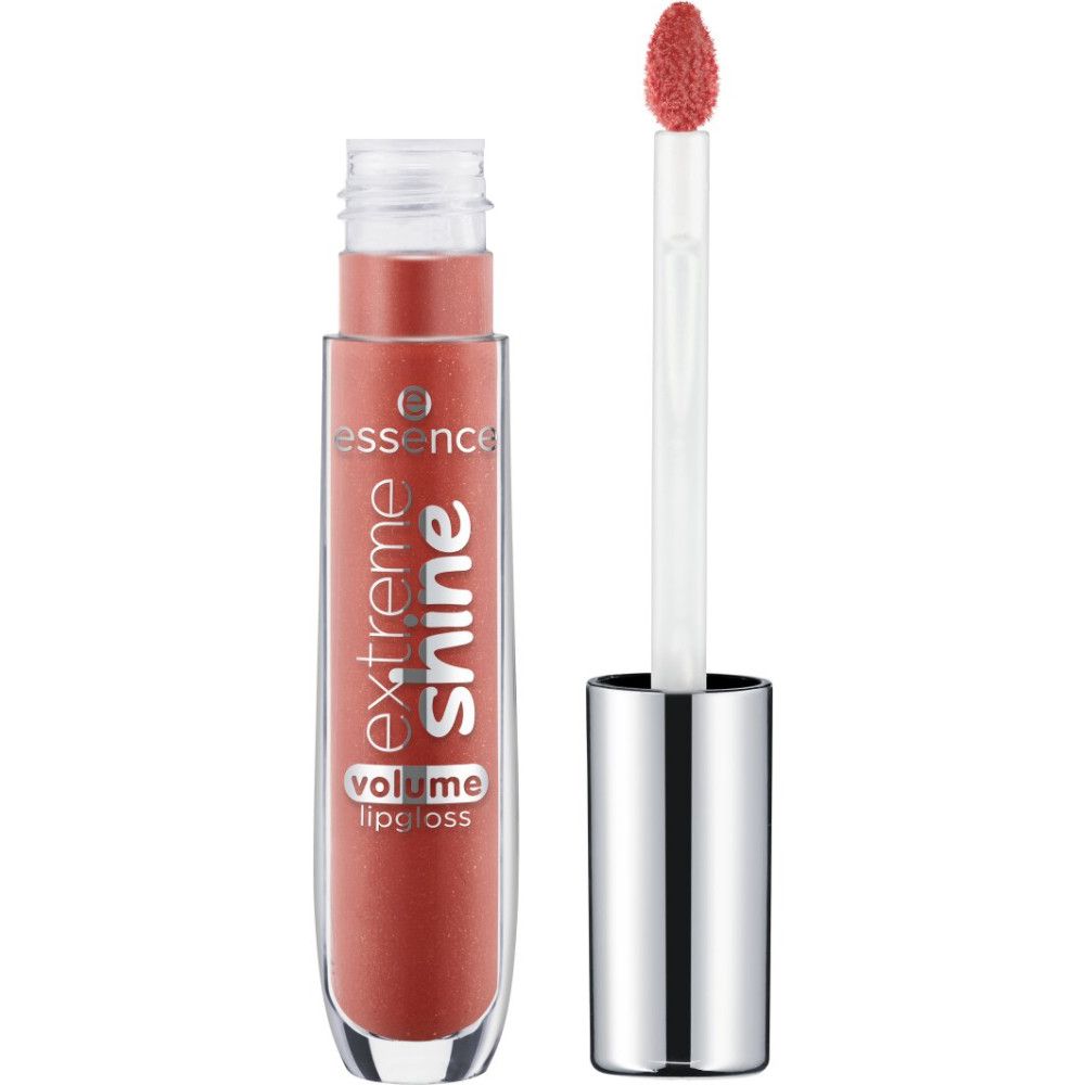 Essence Extreme Shine Volume Lipgloss, transparante tube met applicator. Productnaam en merk zichtbaar.