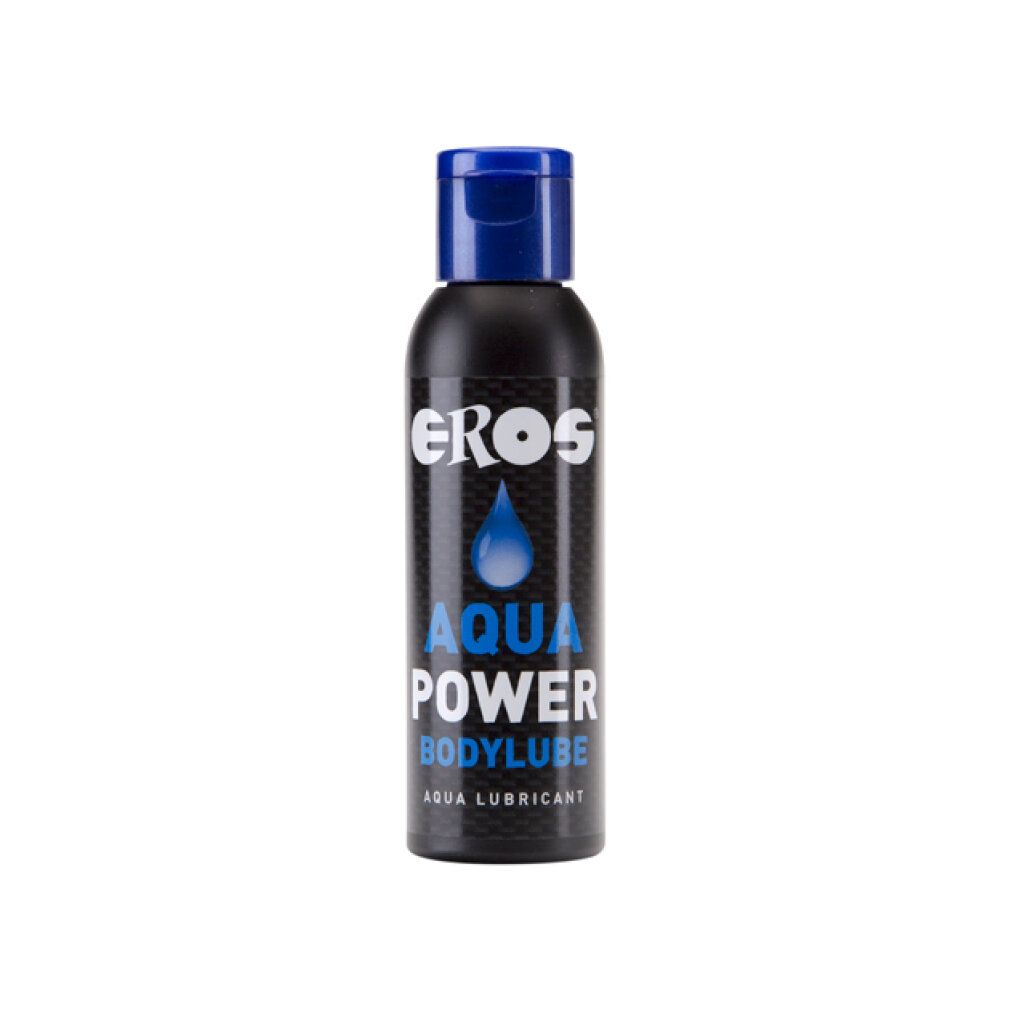 Eros Aqua Power Bodylube fles met blauwe fliptop dop.