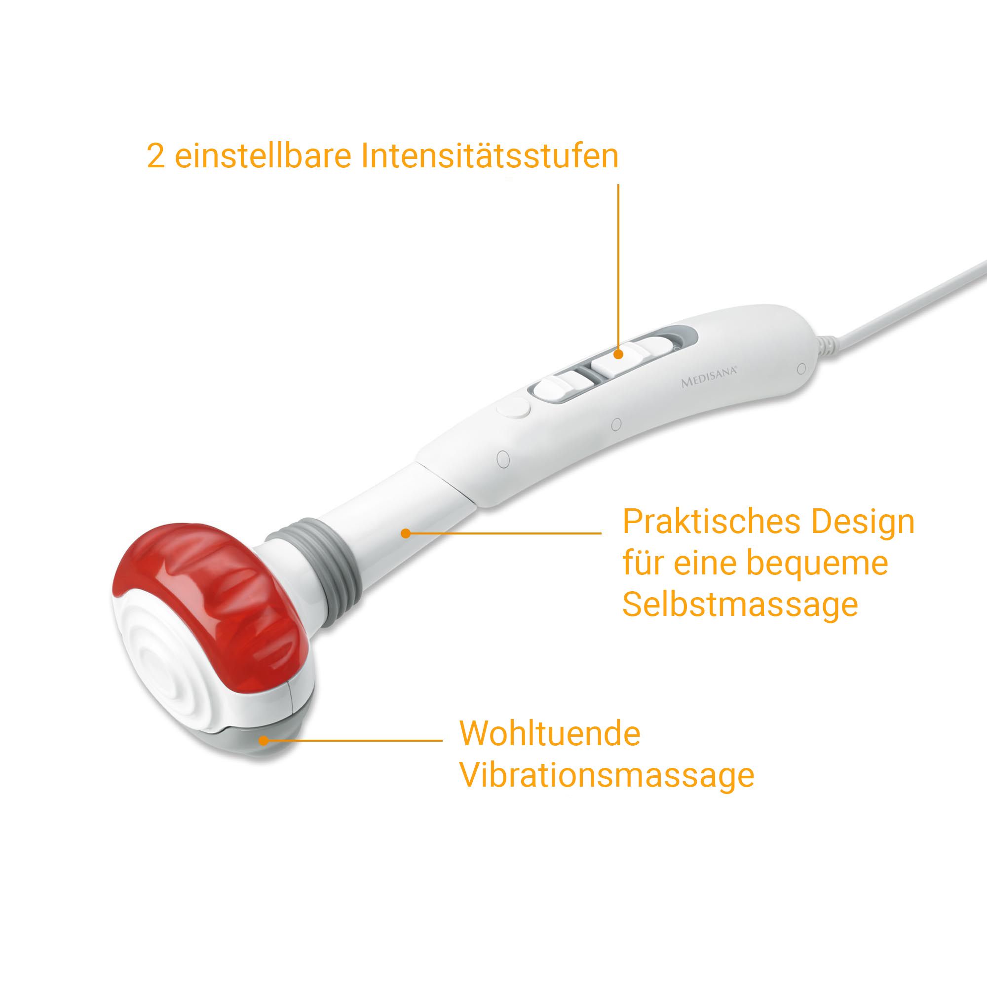 Masseur manuel Medisana avec 2 niveaux d'intensité et massage par vibration.