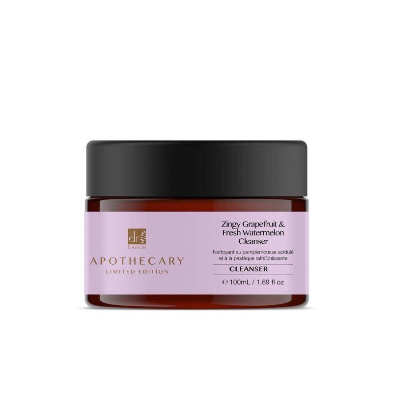 Gel nettoyant anti-âge Dr. Botanicals pamplemousse et pastèque, pot en verre.