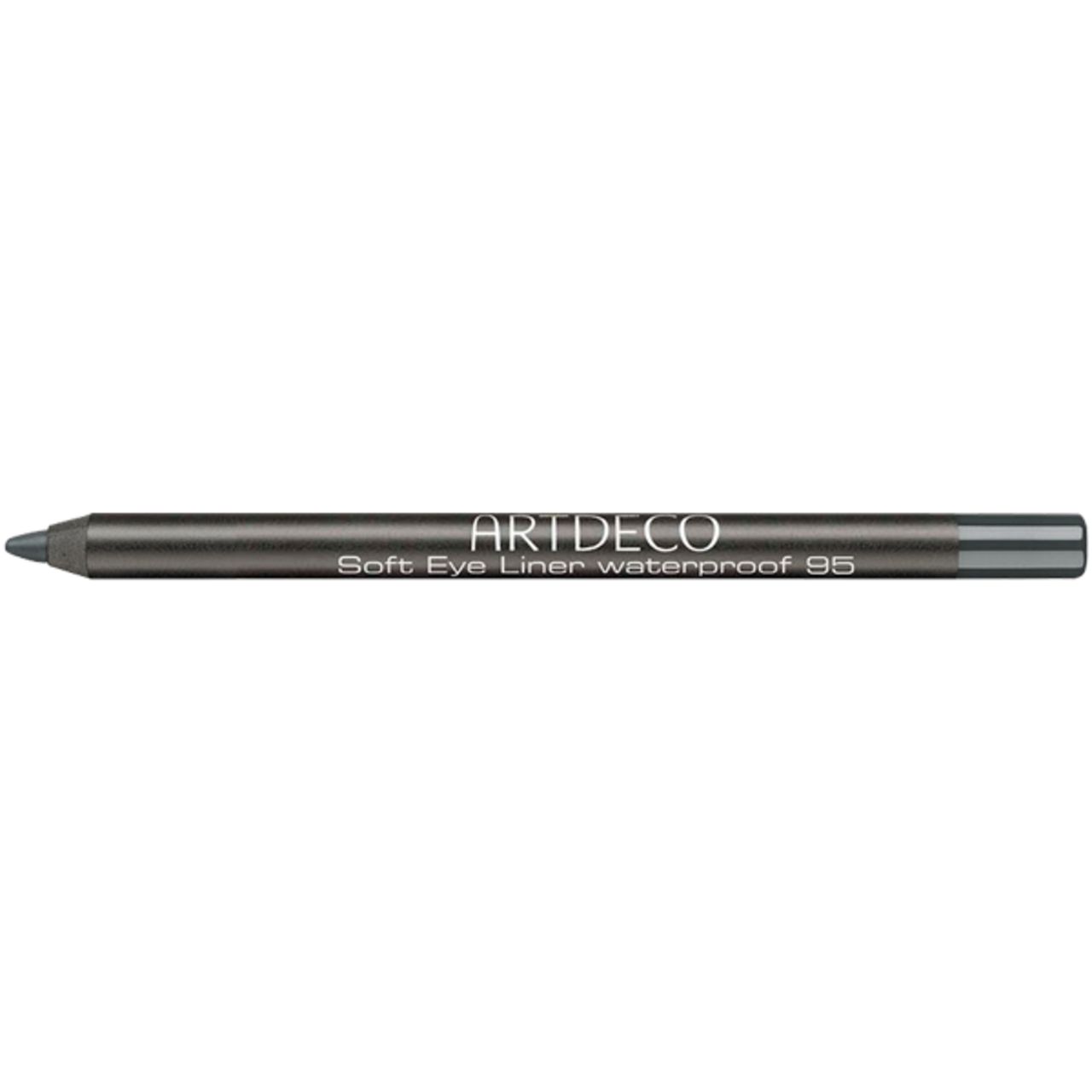 Grijze Artdeco Soft Eye Liner Waterproof 95. Horizontaal aanzicht van de potlood met punt.