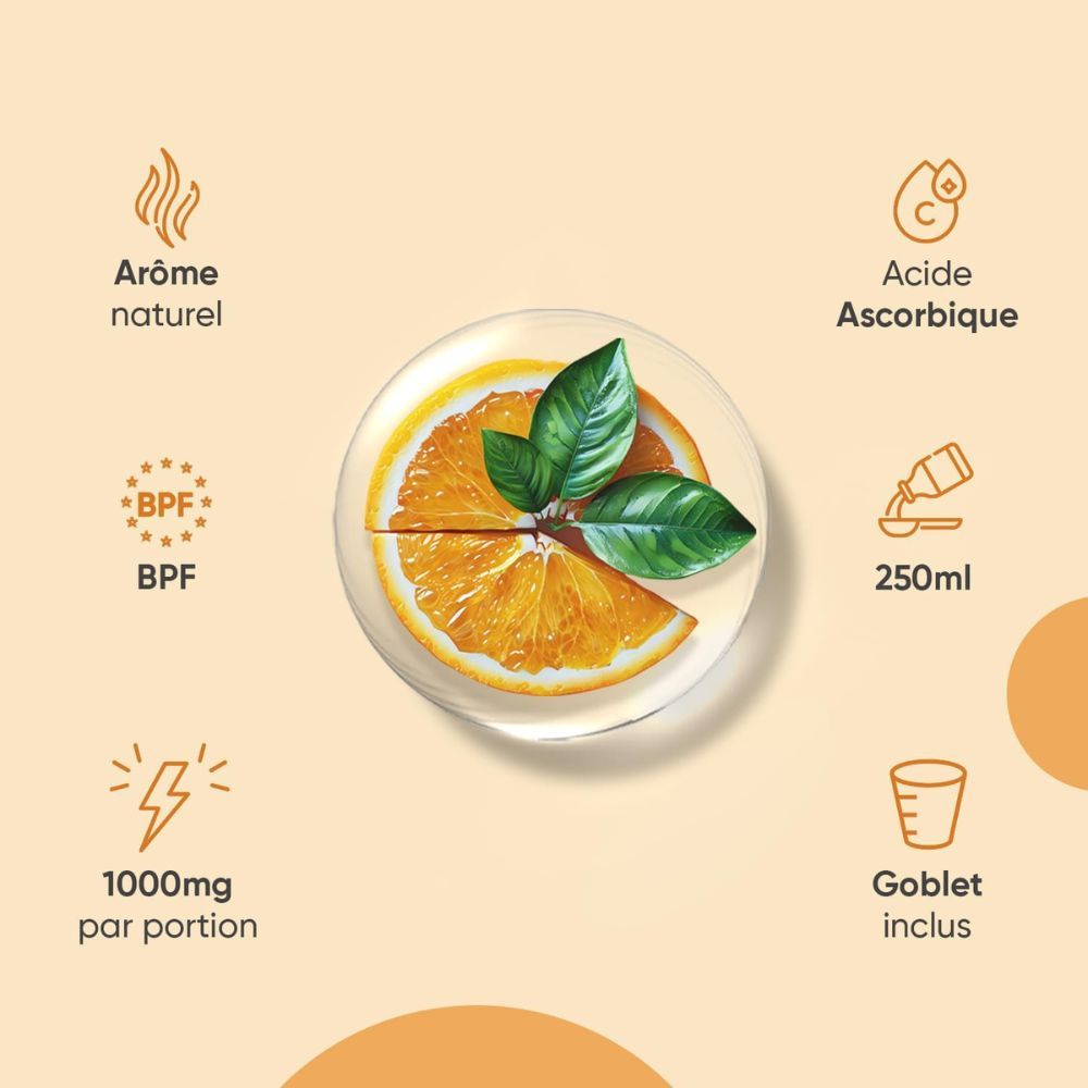 Ingrédients et avantages. 1000 mg par portion. 250 ml. Doseur inclus. Arôme naturel. Végétalien, sans sucre, sans OGM.