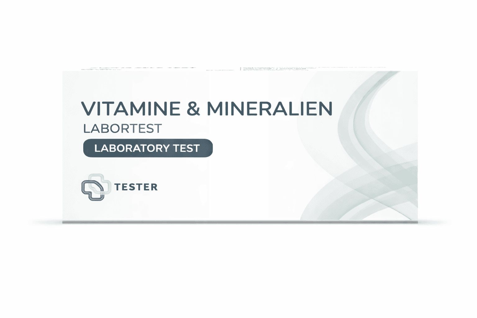 Emballage d'un test de laboratoire pour vitamines et minéraux.